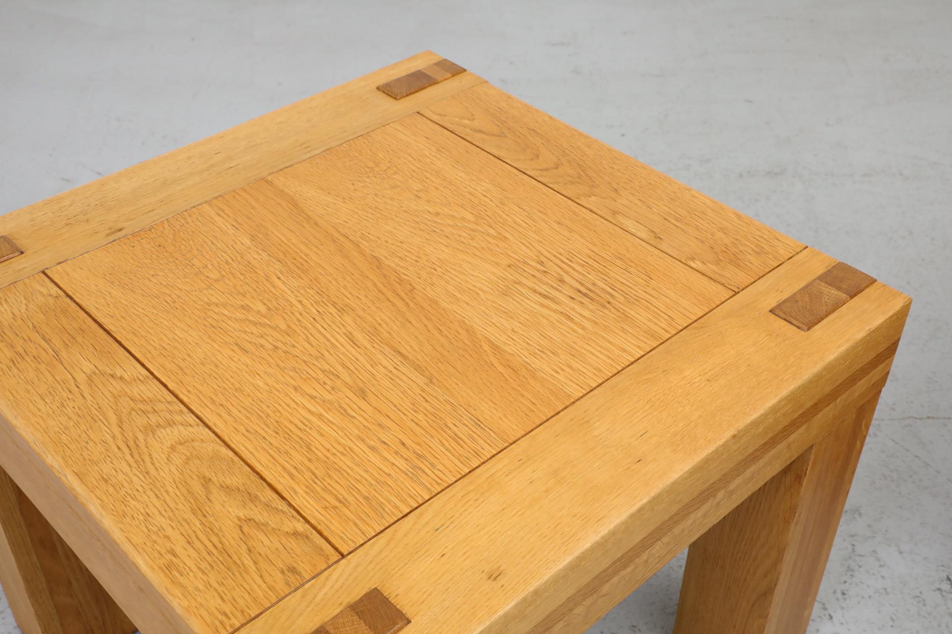 Pair of Chunky Square Mintjens Oak Side Tables with Box Joints 6