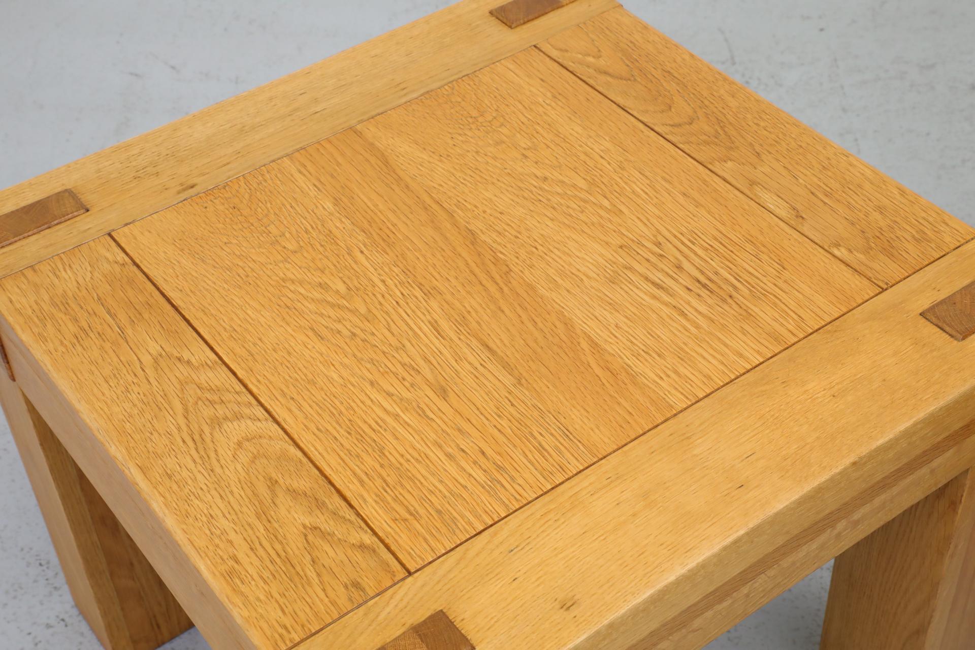 Pair of Chunky Square Mintjens Oak Side Tables with Box Joints 7