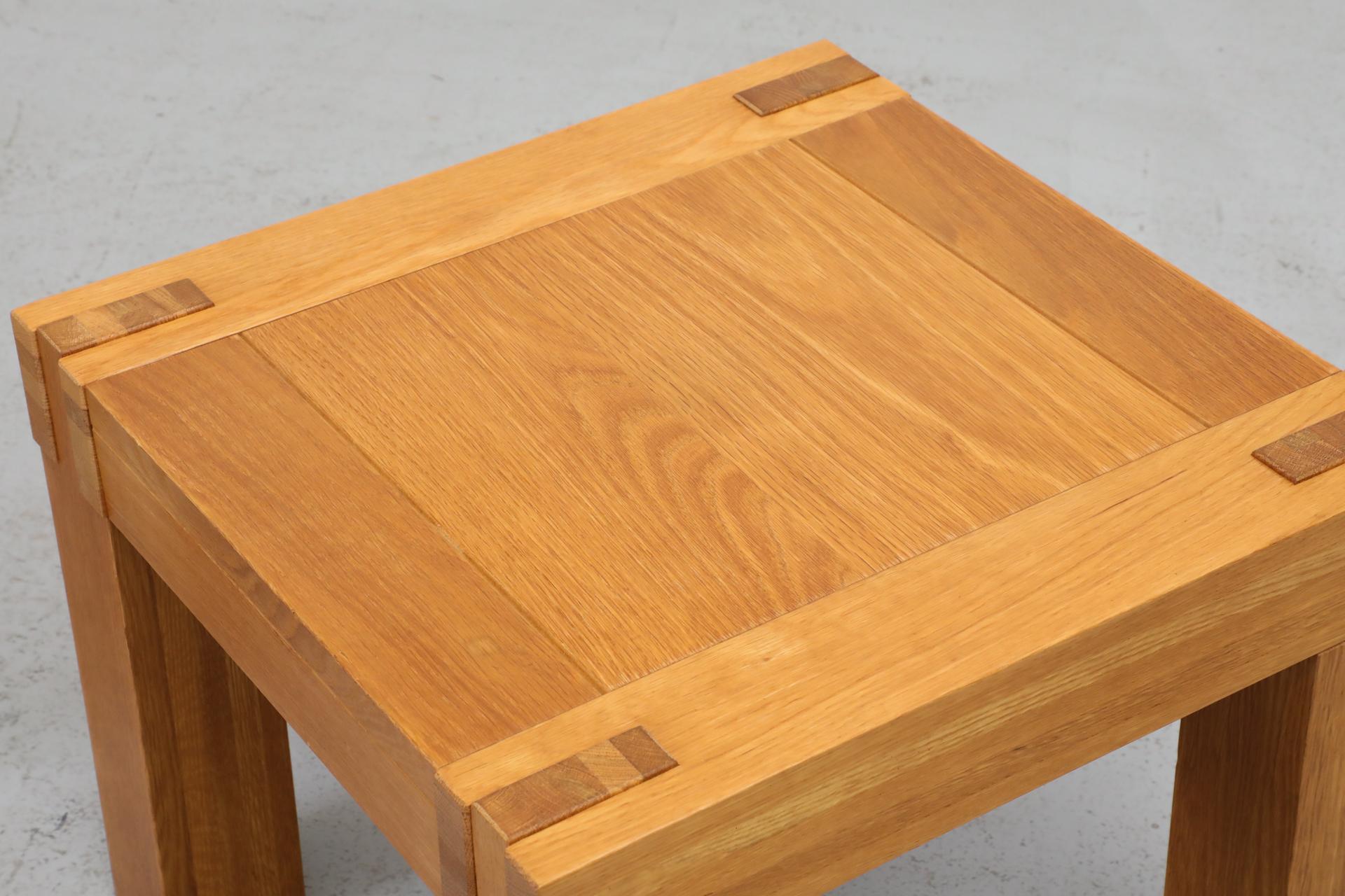 Pair of Chunky Square Mintjens Oak Side Tables with Box Joints 12
