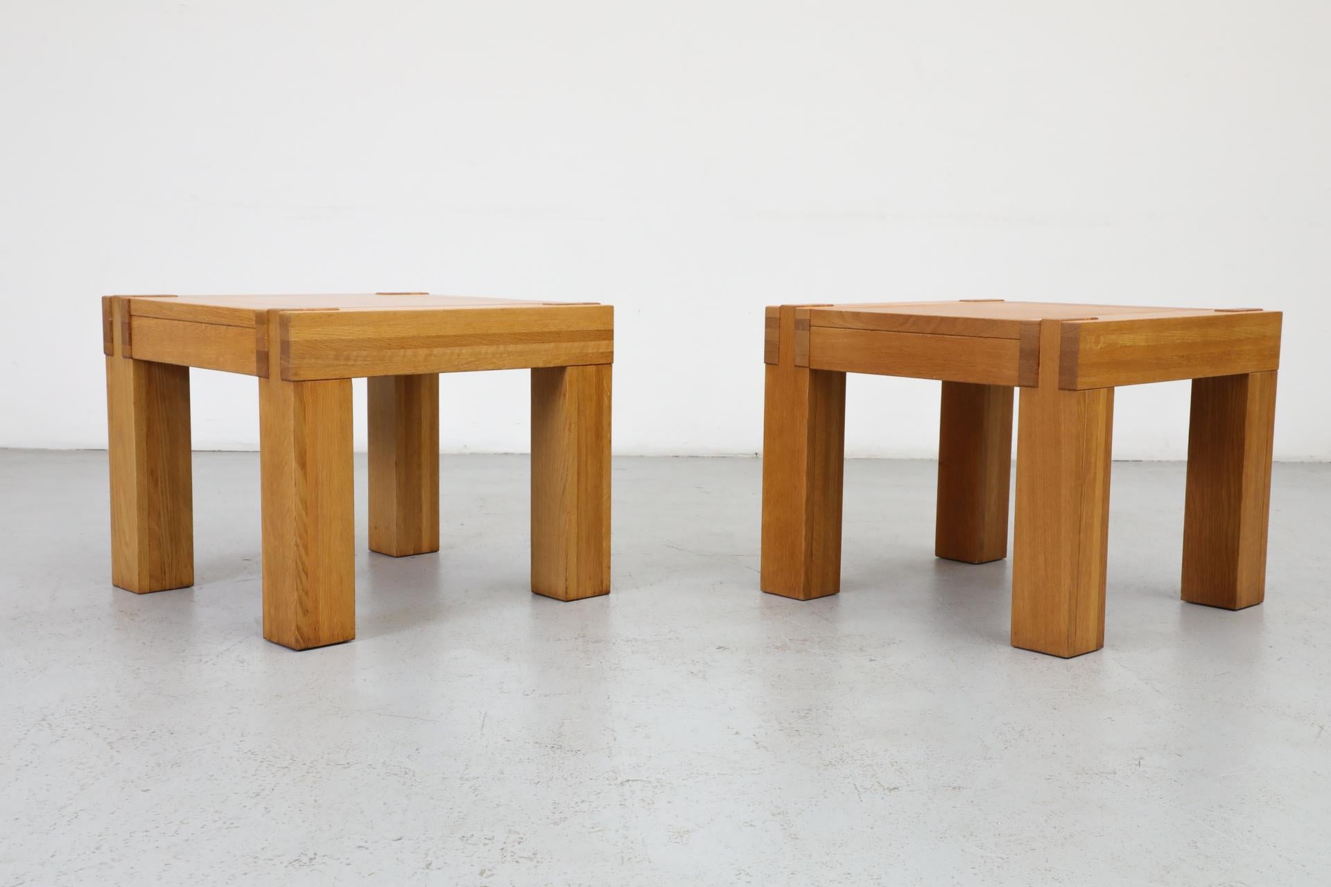 Pair of Chunky Square Mintjens Oak Side Tables with Box Joints 2