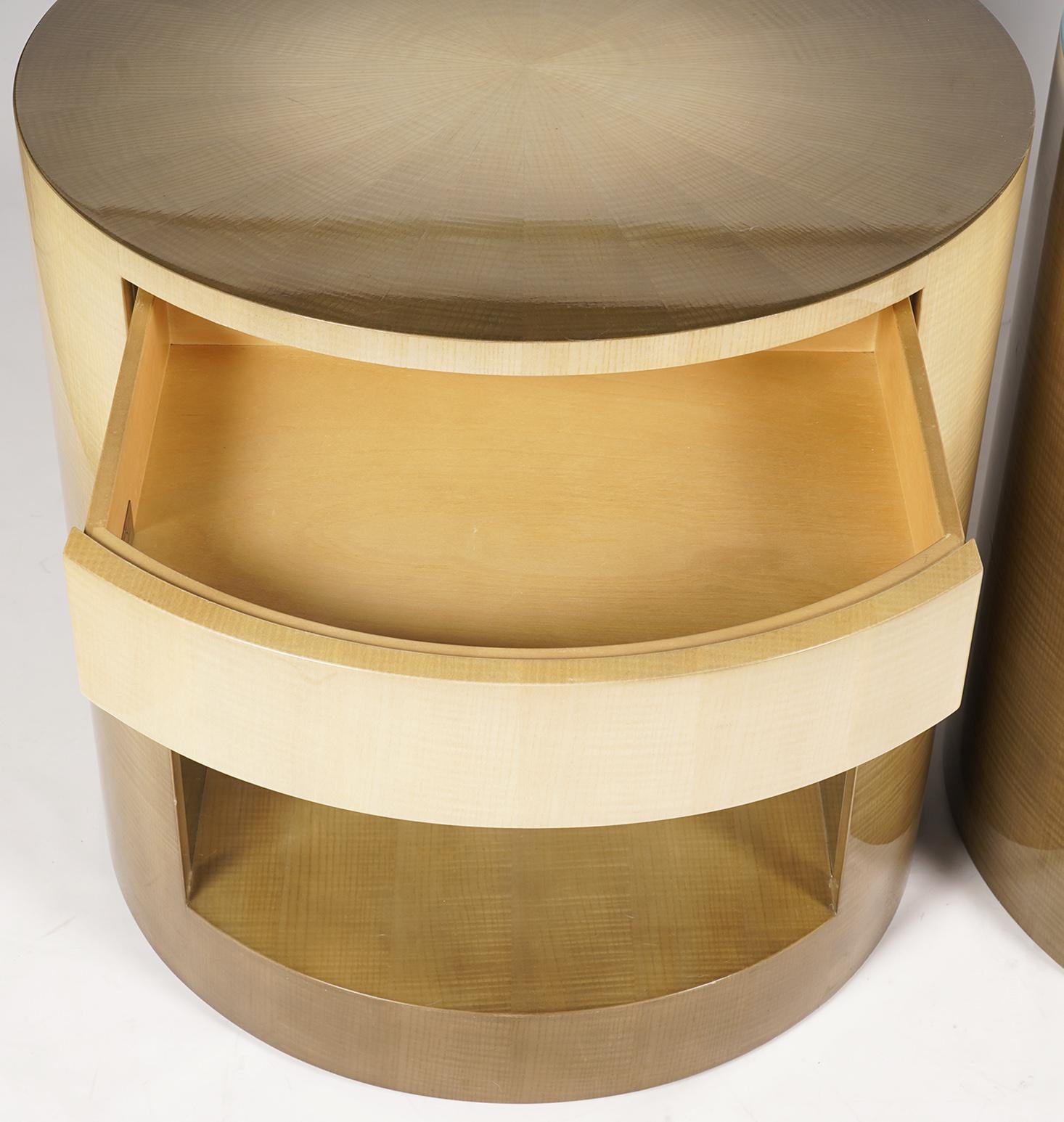 Wood Pair of Cilindro Side Tables Designed by Sally Sirkin Lewis for J. Robert Scott