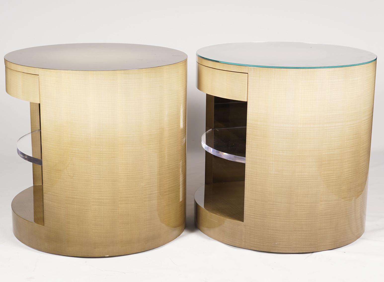 Pair of Cilindro Side Tables Designed by Sally Sirkin Lewis for J. Robert Scott 2