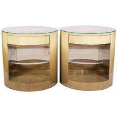 Pair of Cilindro Side Tables Designed by Sally Sirkin Lewis for J. Robert Scott