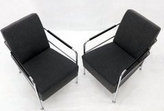 Paire de chaises "Cinema" en laine bouillie et chrome par Gunilla Allard