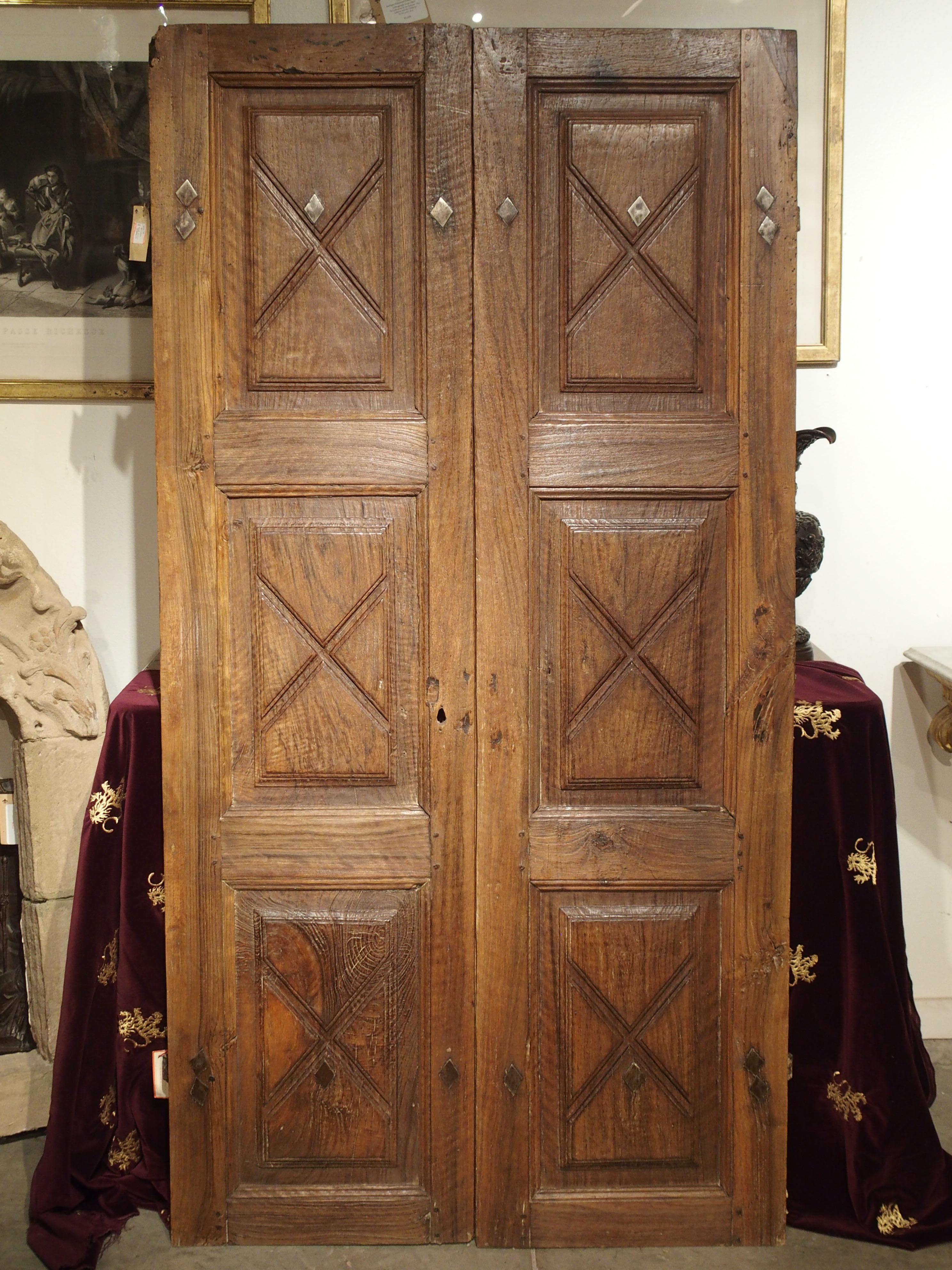 Hand-Carved Pair of circa 1700 Doors from the Piedmont Region of Italy