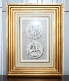 Paire de tirages au trait originaux de James Mynde Royal Seal datant d'environ 1730 et encadrés