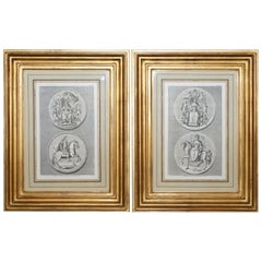 Pair of circa 1730 James Mynde Royal Seal Original Line Printed Prints Framed