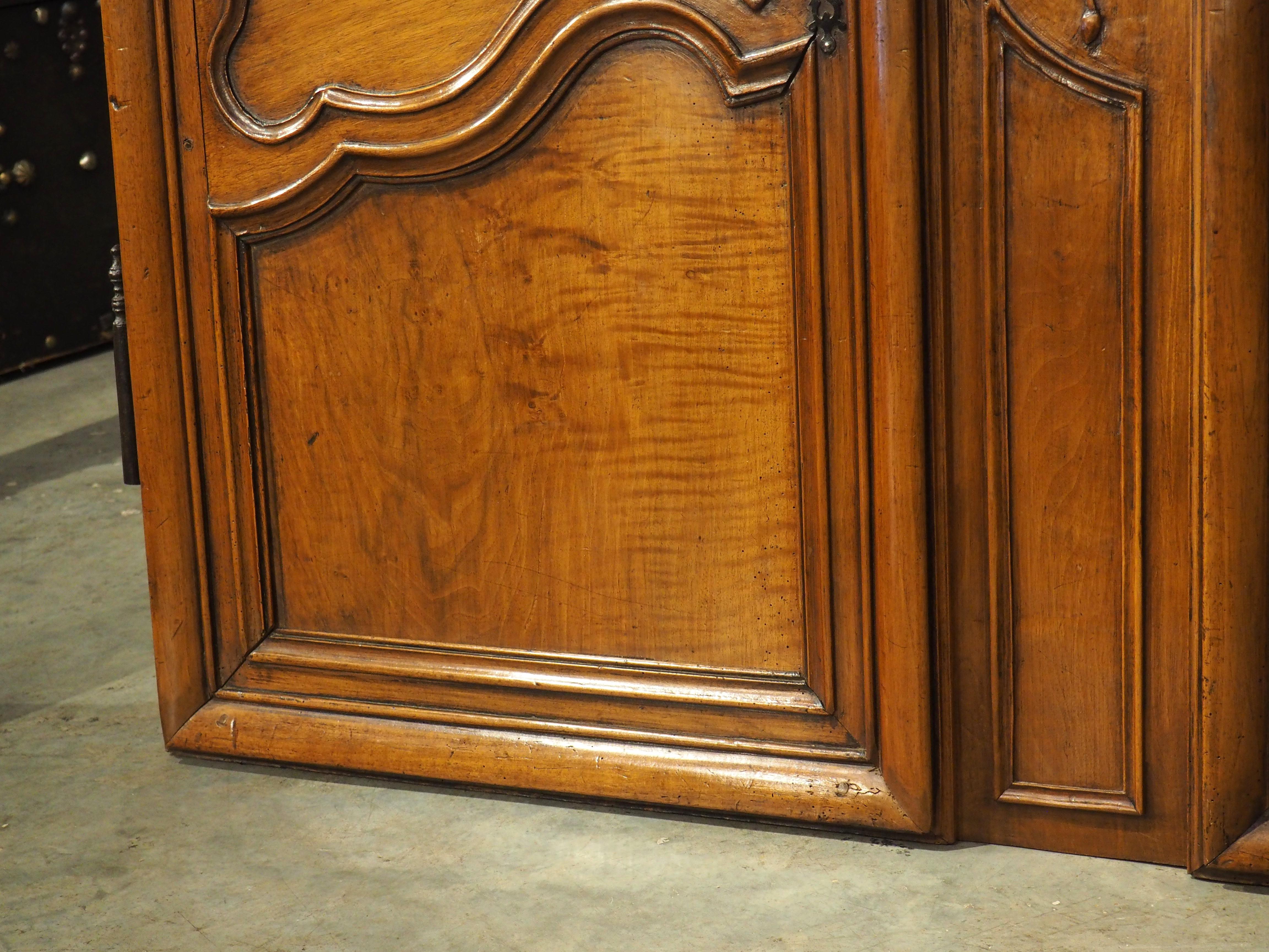Pair of Circa 1750 Solid Walnut Façade or Cabinet Doors from Provence, France In Good Condition For Sale In Dallas, TX