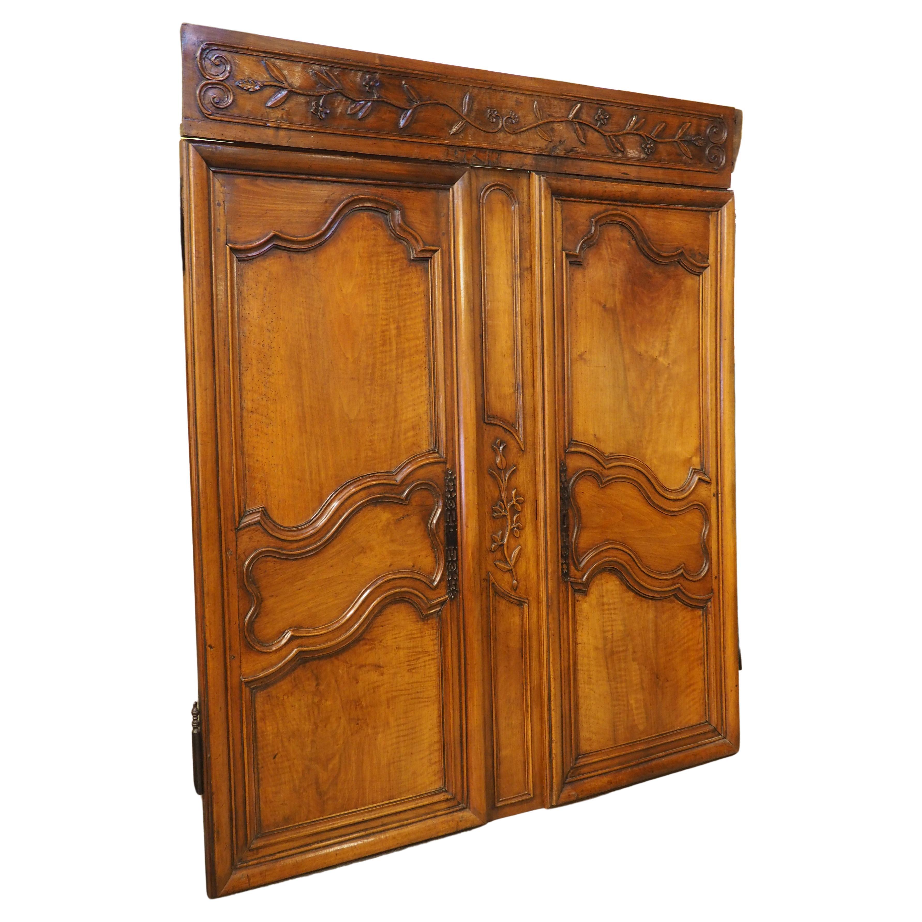 Pair of Circa 1750 Solid Walnut Façade or Cabinet Doors from Provence, France For Sale