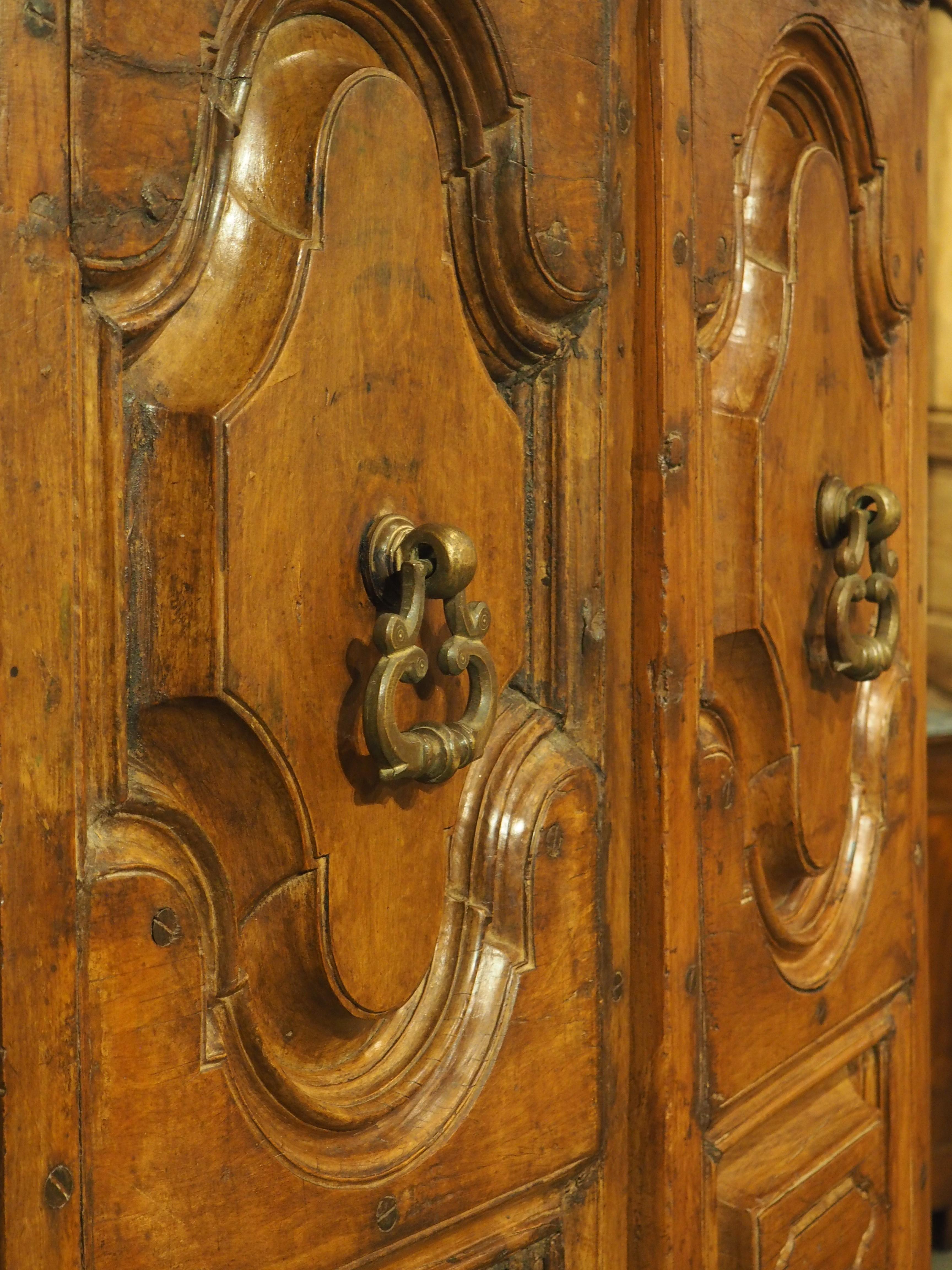 Pair of Circa 1750 Walnut Wood Entry Doors from Spain For Sale 8