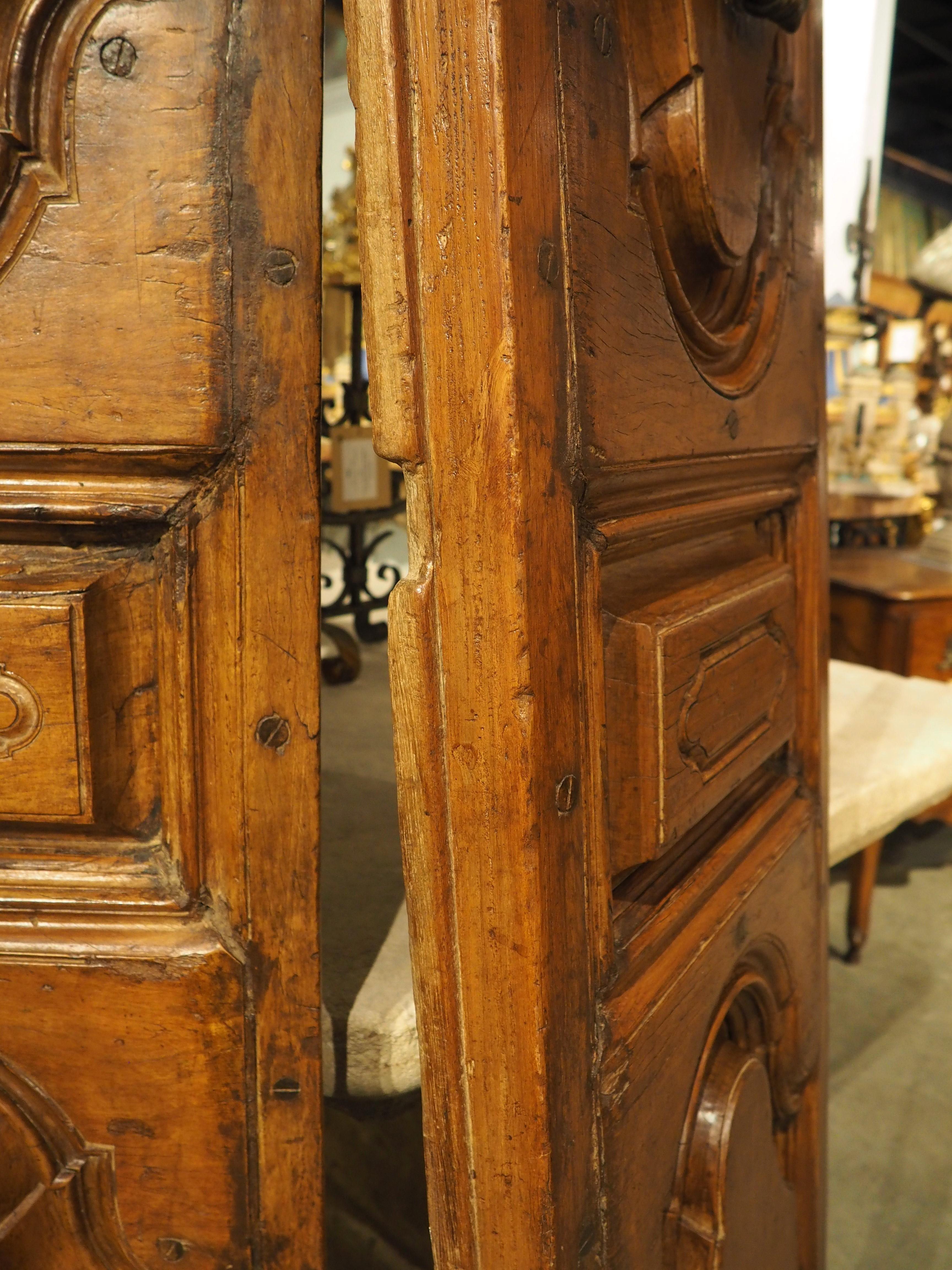 Pair of Circa 1750 Walnut Wood Entry Doors from Spain For Sale 12