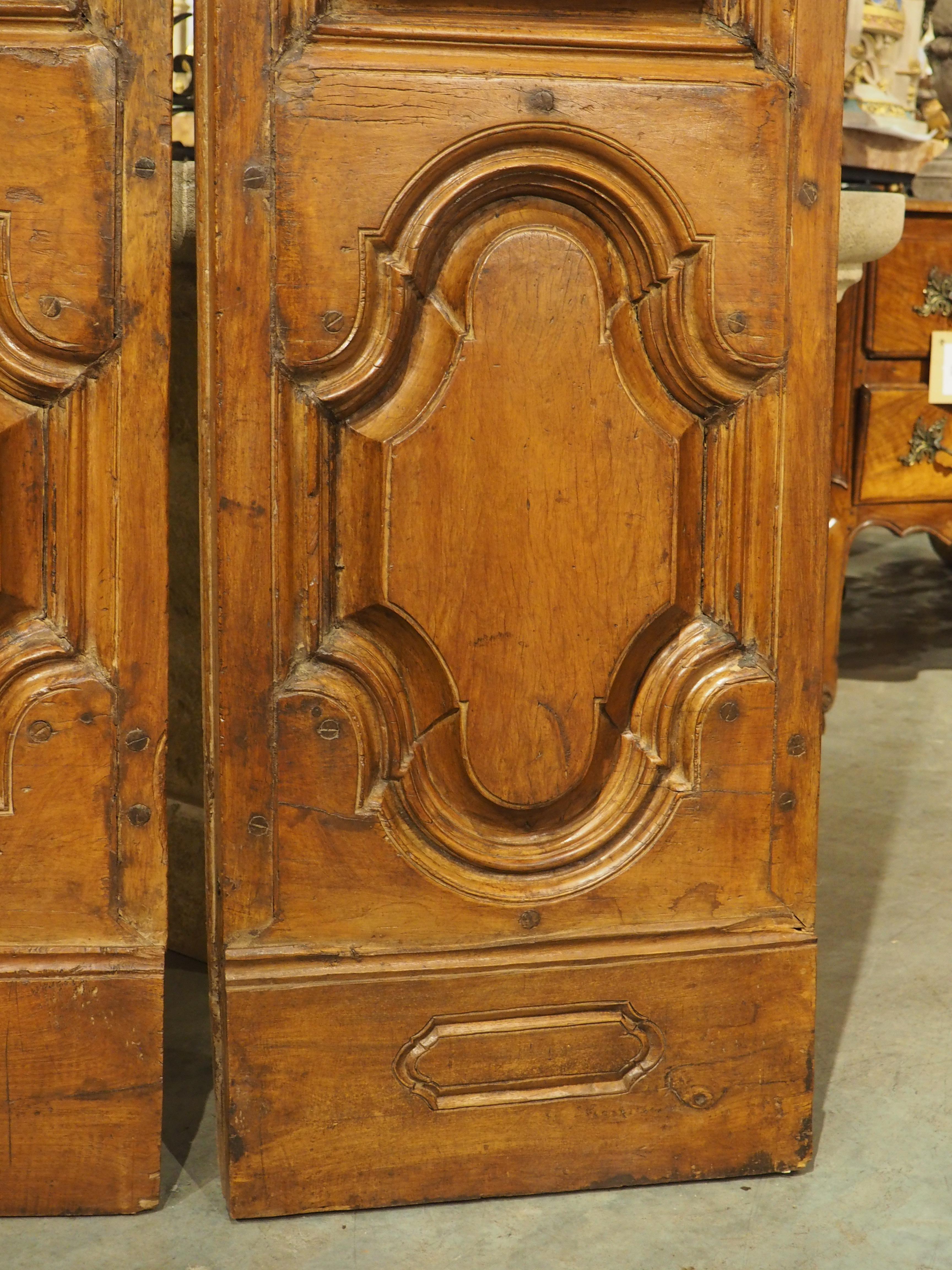 Spanish Pair of Circa 1750 Walnut Wood Entry Doors from Spain For Sale
