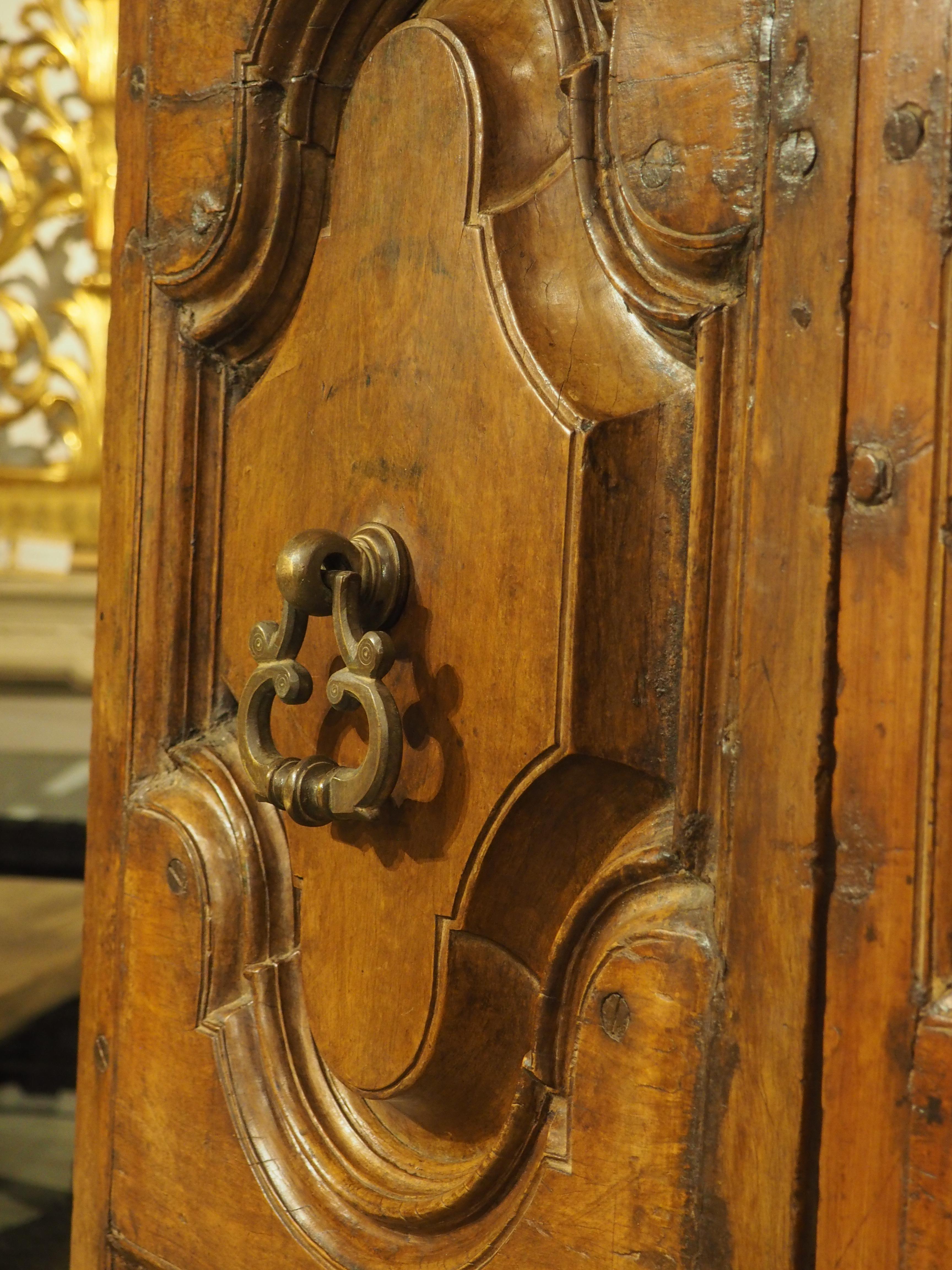 Pair of Circa 1750 Walnut Wood Entry Doors from Spain For Sale 1