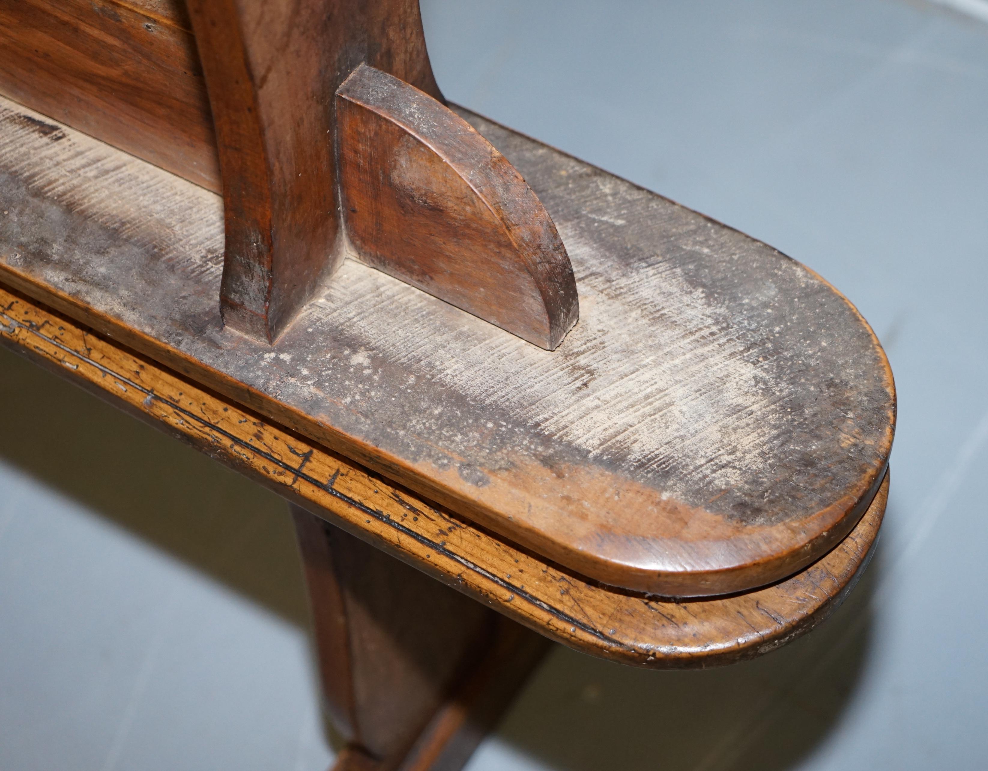 PAIR OF CIRCA 1800 FRENCH PROVINCIAL FRUITWOOD 2 METER REFECTORY TABLE BENCHEs 4