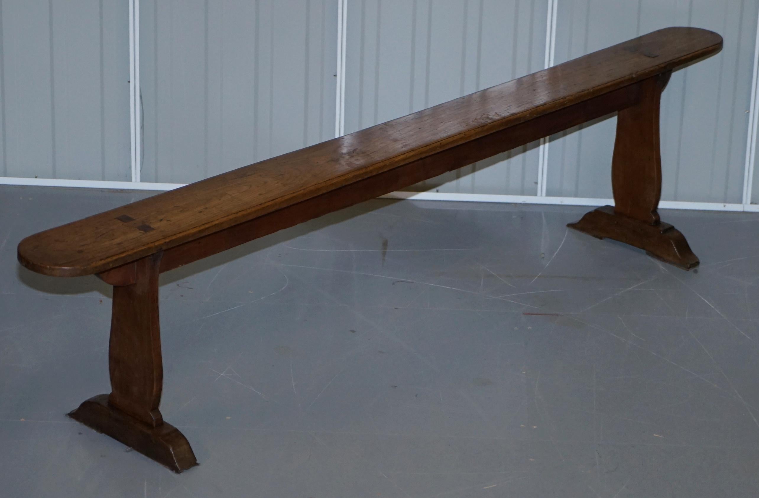 PAIR OF CIRCA 1800 FRENCH PROVINCIAL FRUITWOOD 2 METER REFECTORY TABLE BENCHEs 5