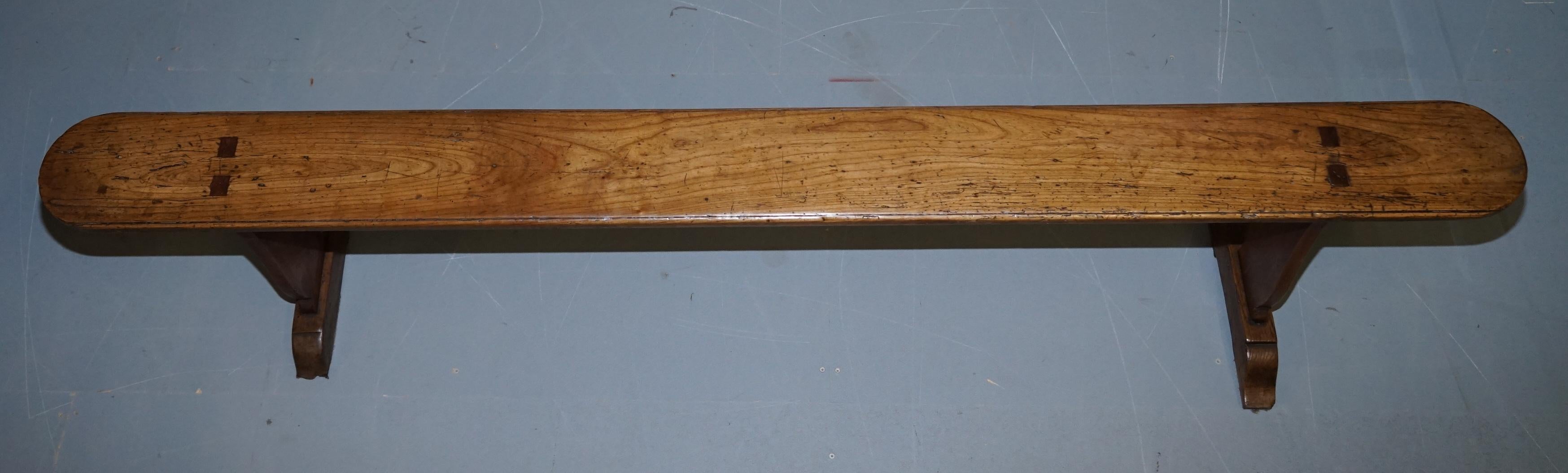 PAIR OF CIRCA 1800 FRENCH PROVINCIAL FRUITWOOD 2 METER REFECTORY TABLE BENCHEs 7