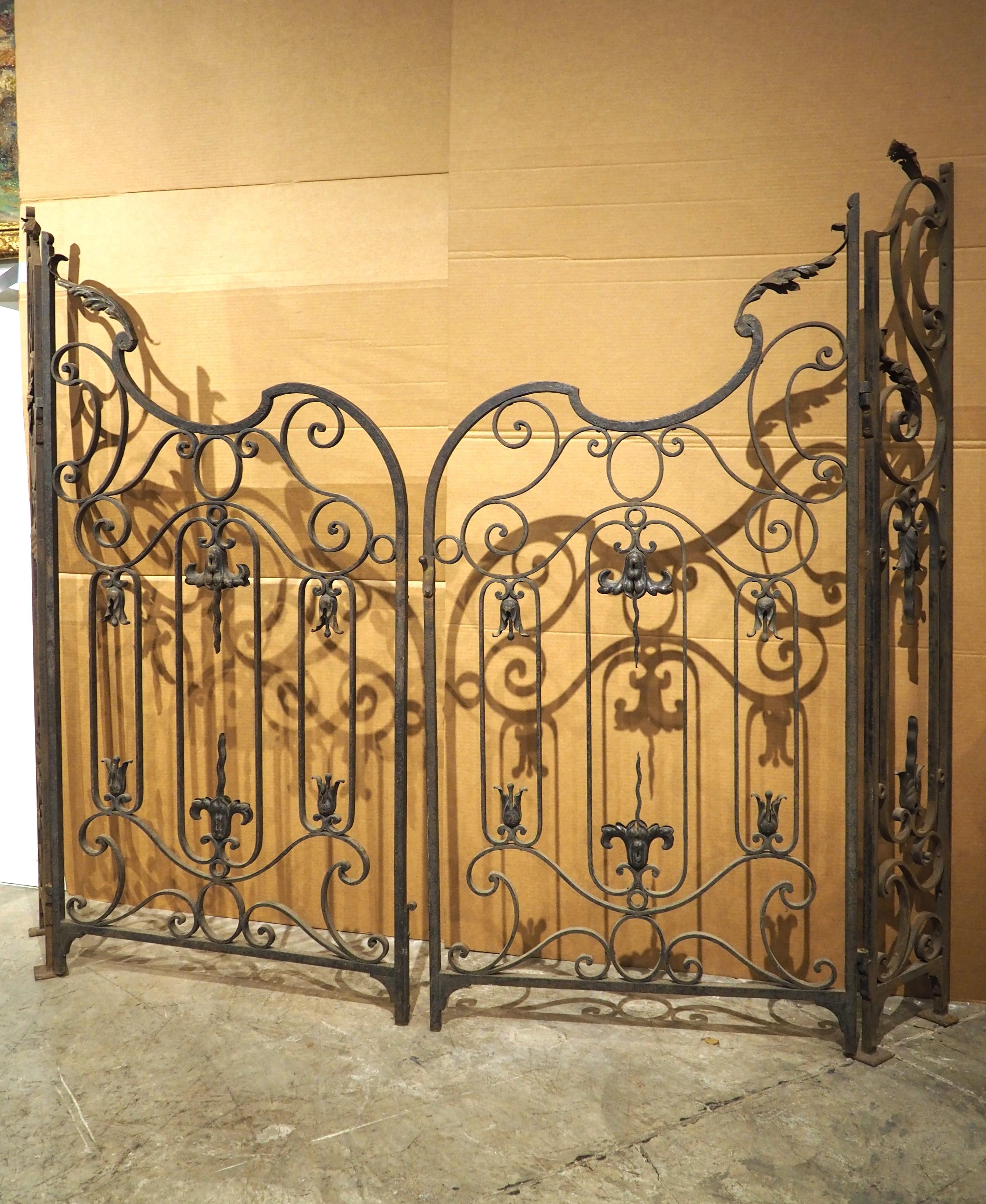 Pair of Circa 1800 French Wrought Iron and Tole Gates 11