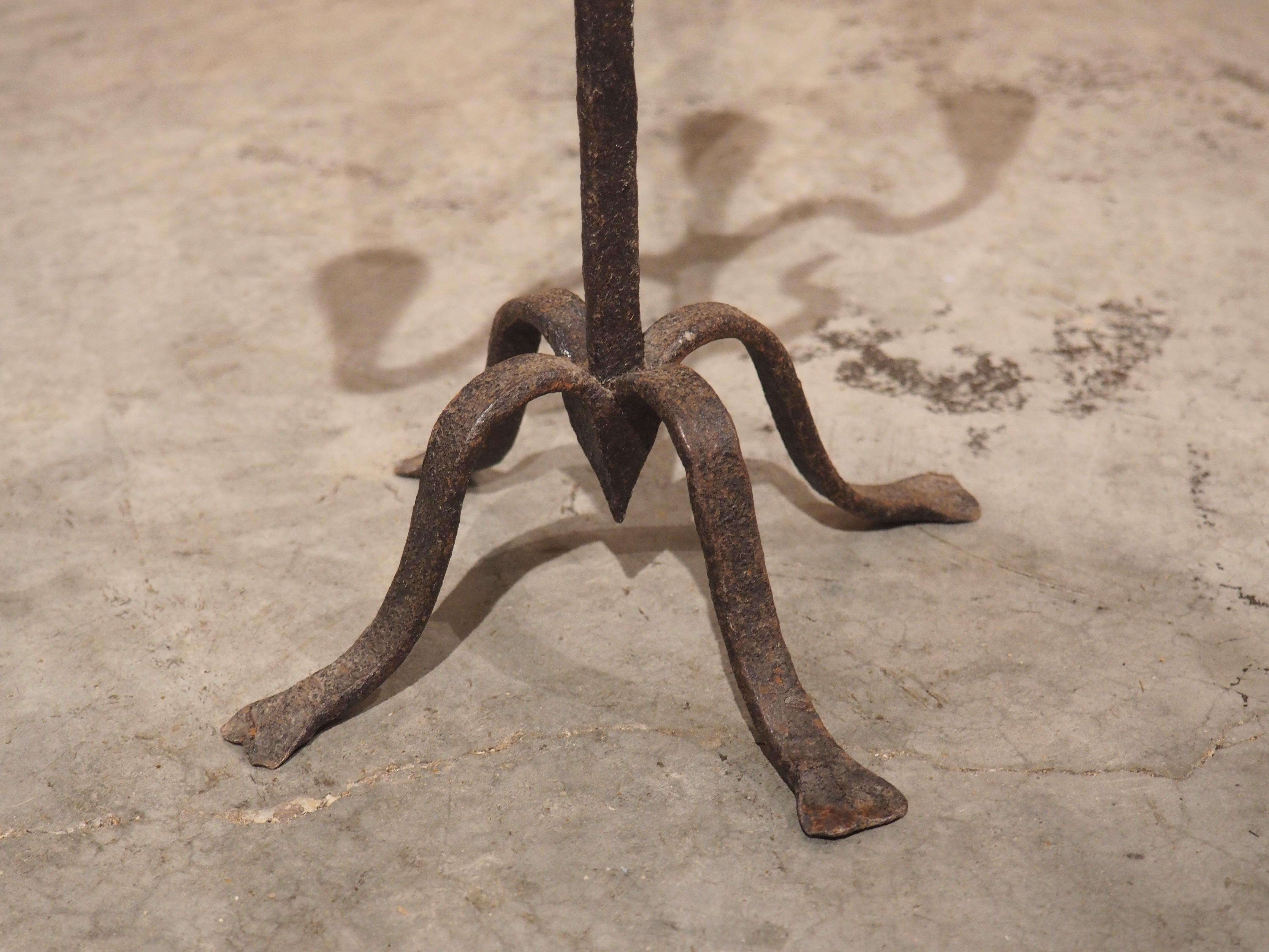 Pair of Hand Forged Iron Candle Holders from Spain, circa 1800 6