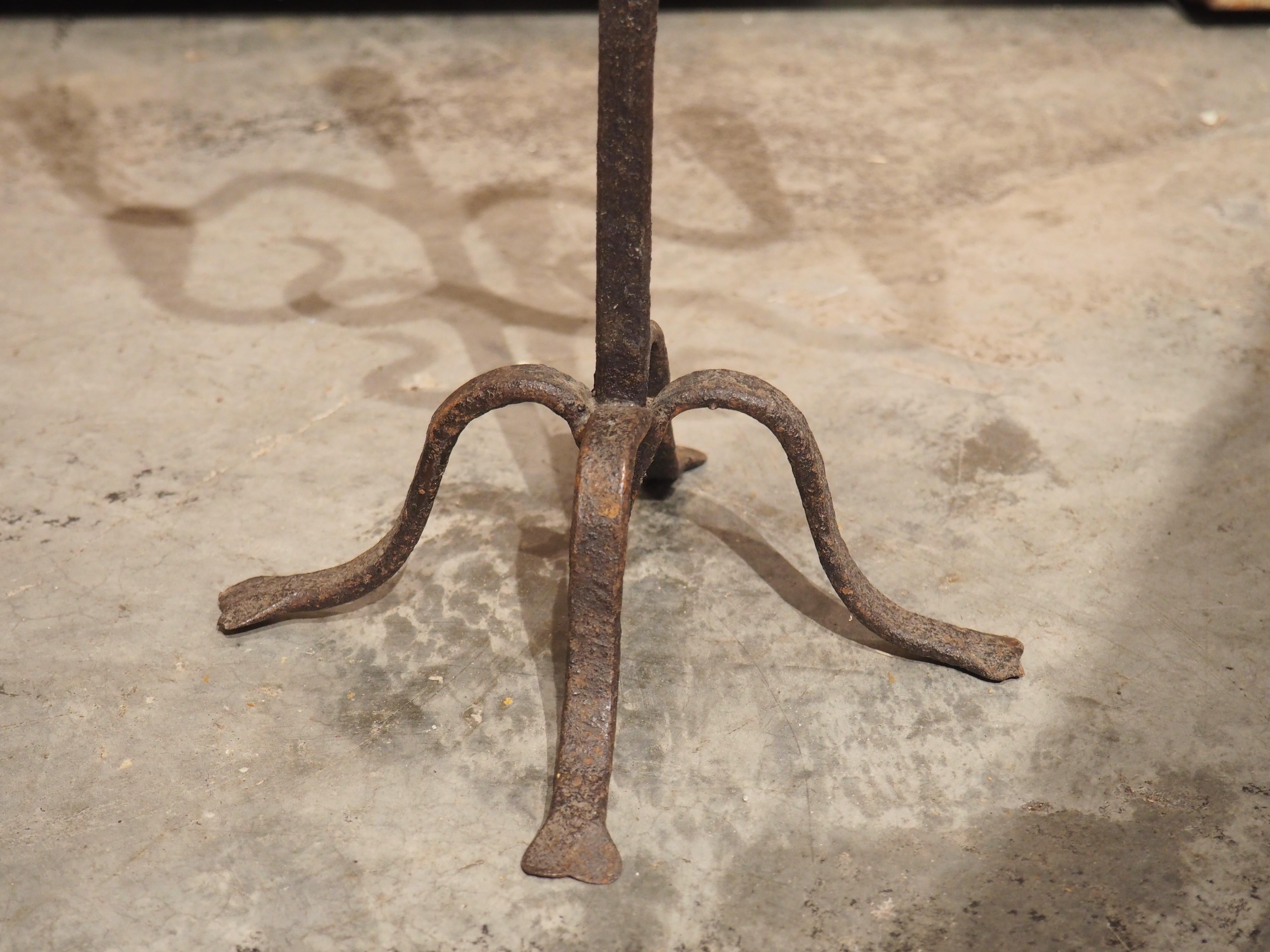 Pair of Hand Forged Iron Candle Holders from Spain, circa 1800 9