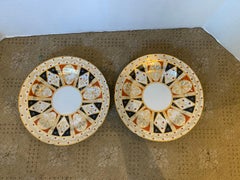 Pair of circa 1810 English Coalport Porcelain Plates with Gilt Detailing