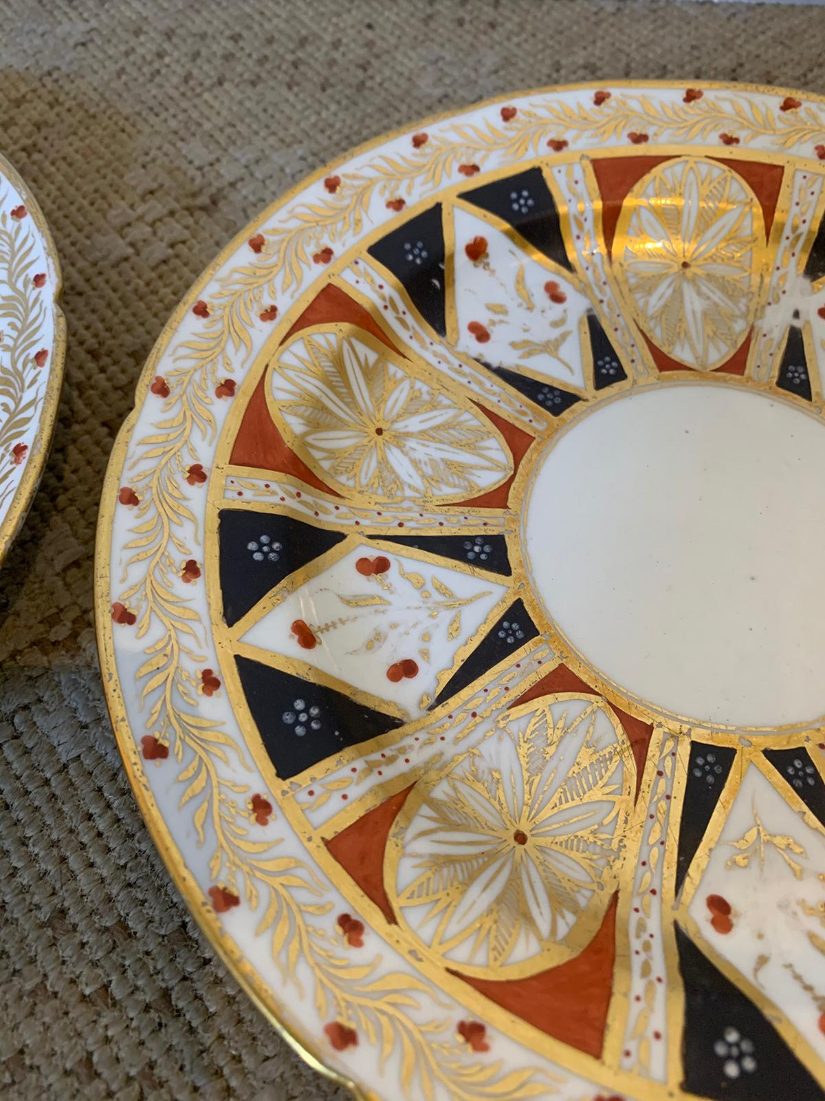 Pair of circa 1810 English Coalport Porcelain Plates with Gilt Detailing For Sale 5