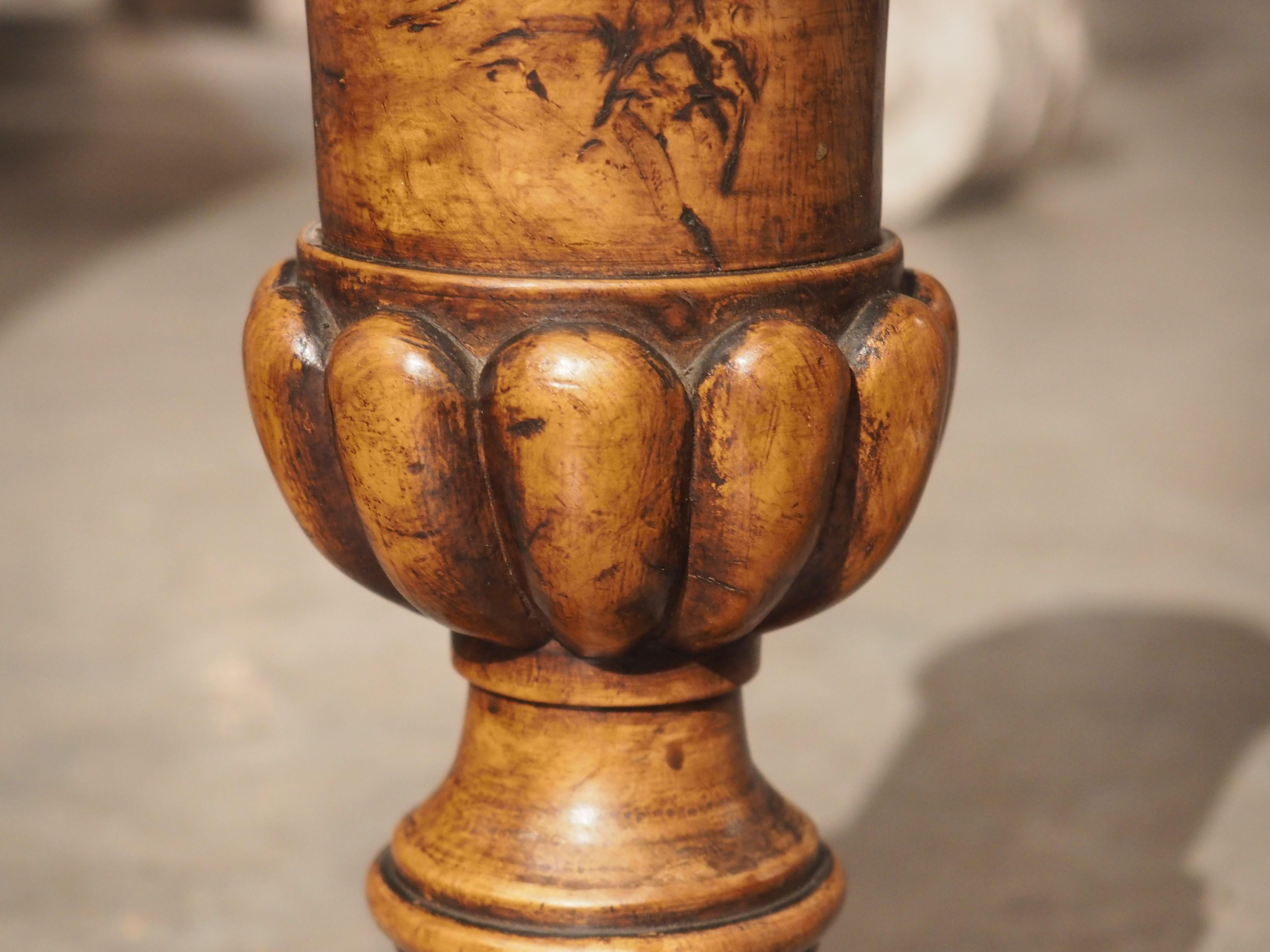 Pair of circa 1820 Carved Walnut Spill Vases from England For Sale 4