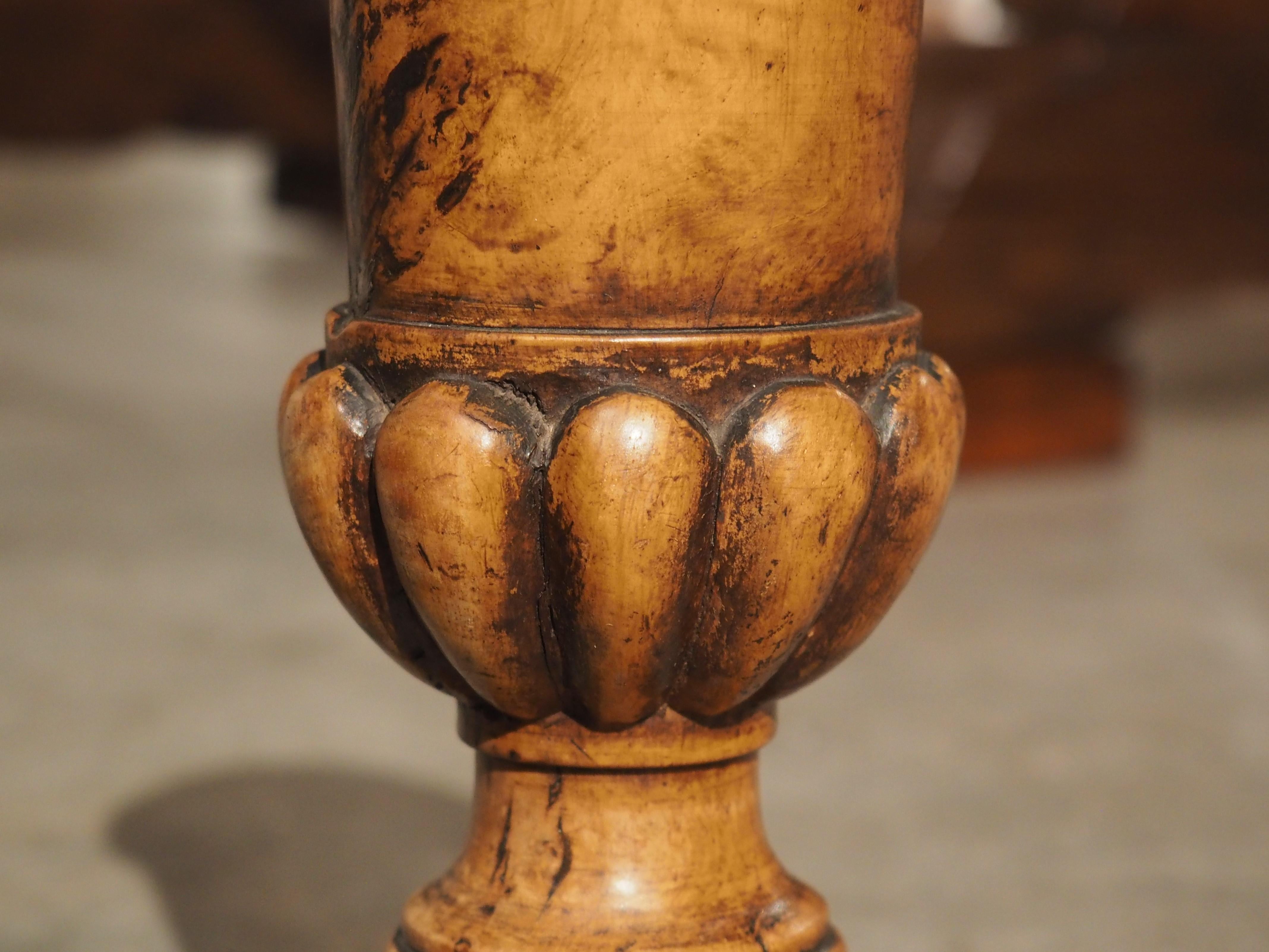 Pair of circa 1820 Carved Walnut Spill Vases from England For Sale 5