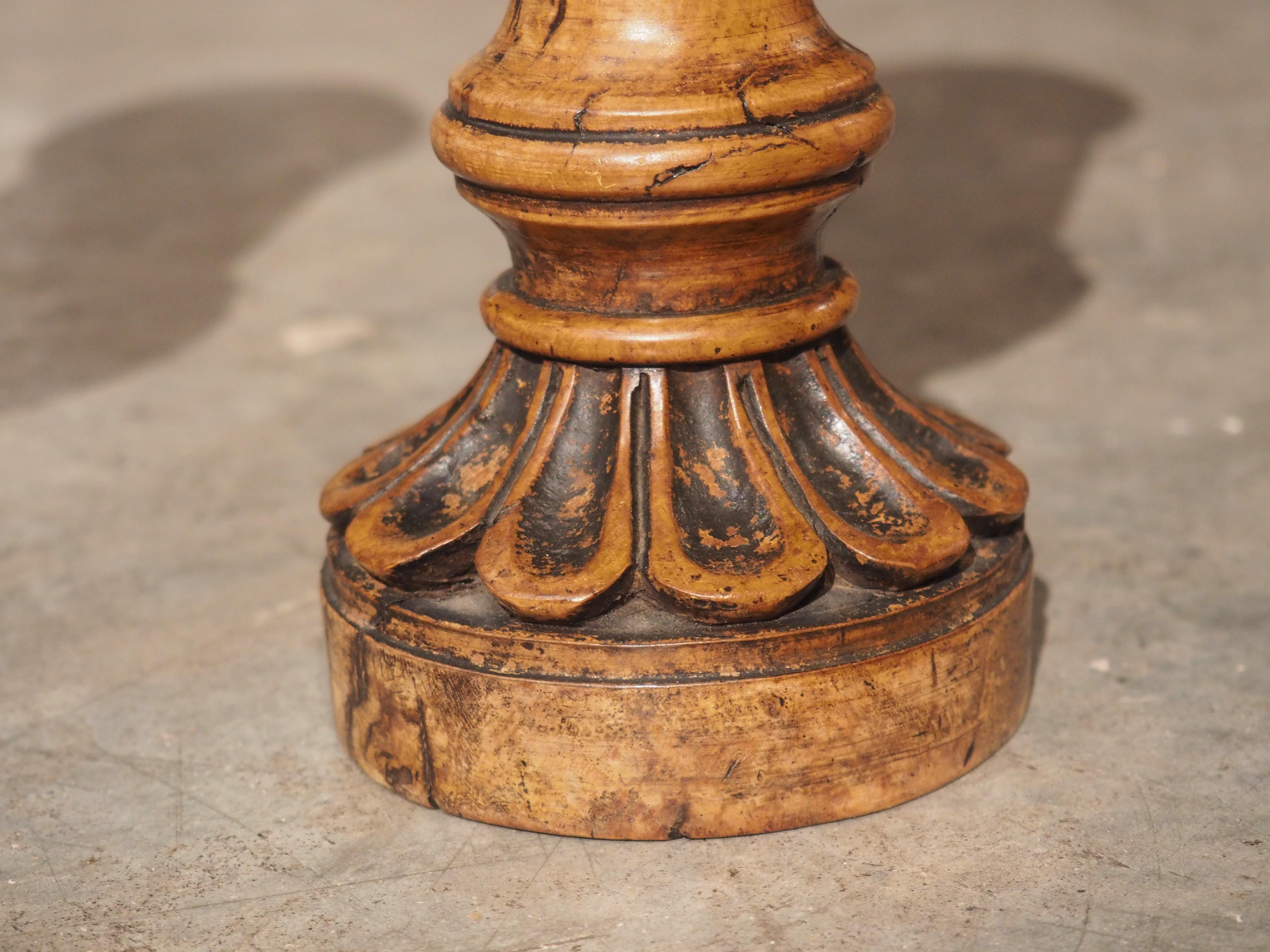 Pair of circa 1820 Carved Walnut Spill Vases from England For Sale 2