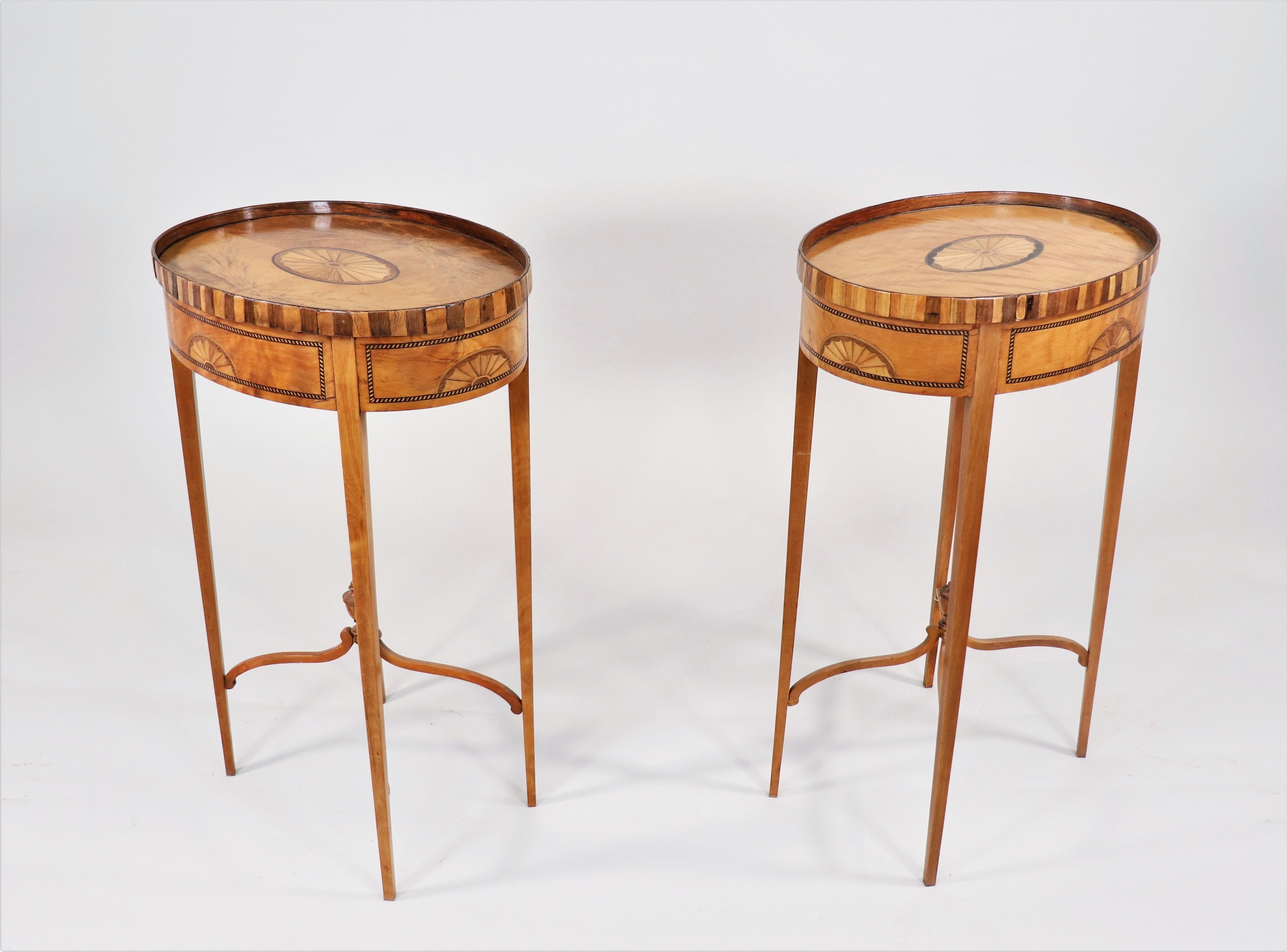 English Pair of Circa 1820 George III Hepplewhite Style Oval Side Tables