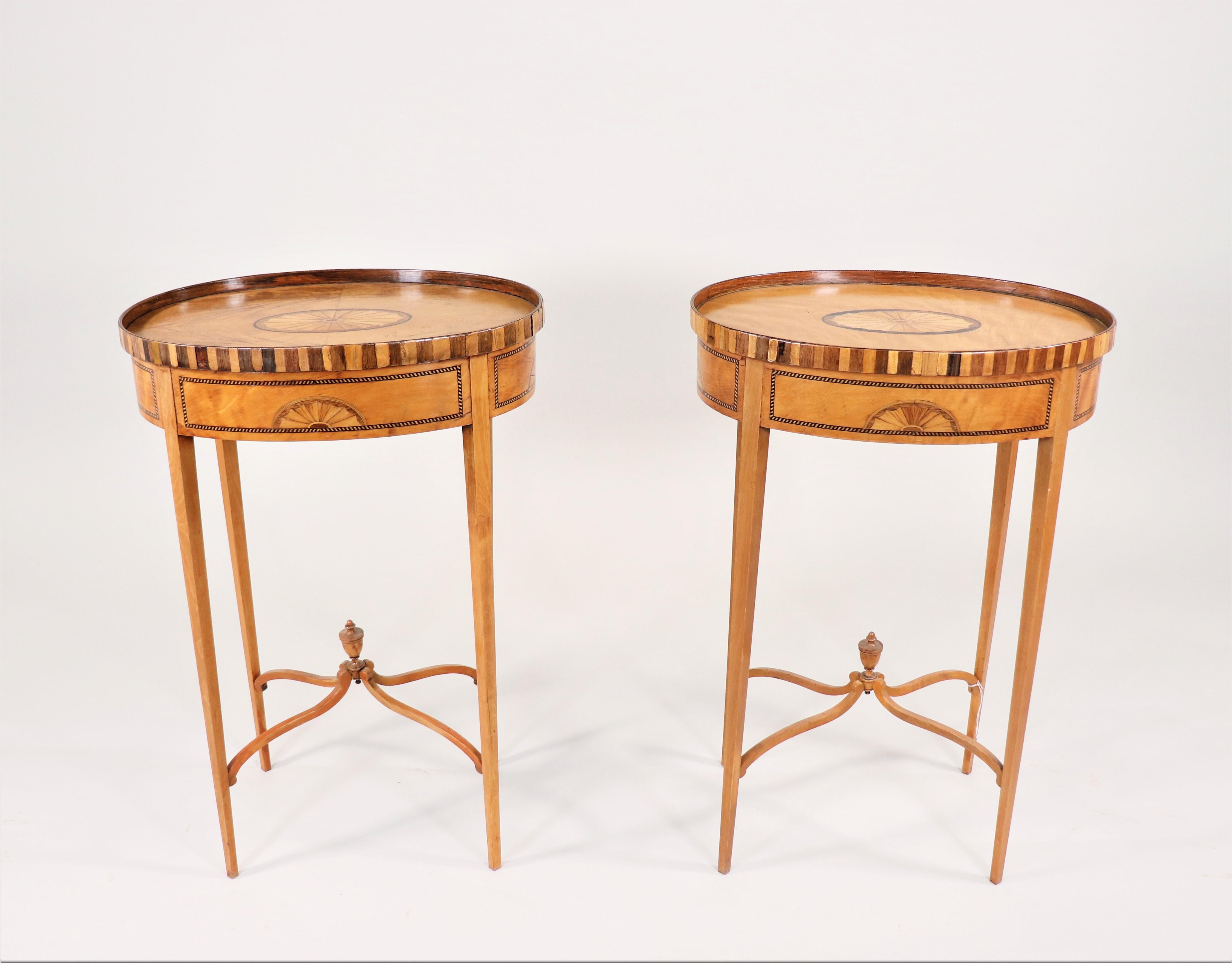 Hand-Crafted Pair of Circa 1820 George III Hepplewhite Style Oval Side Tables
