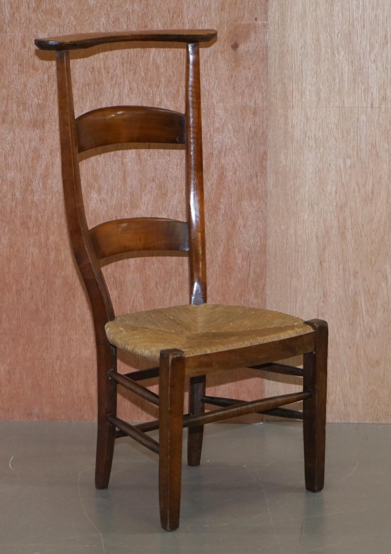 Pair of circa 1840 Hand Carved Prie Dieu High Back Prayer Chairs Original Bases For Sale 5