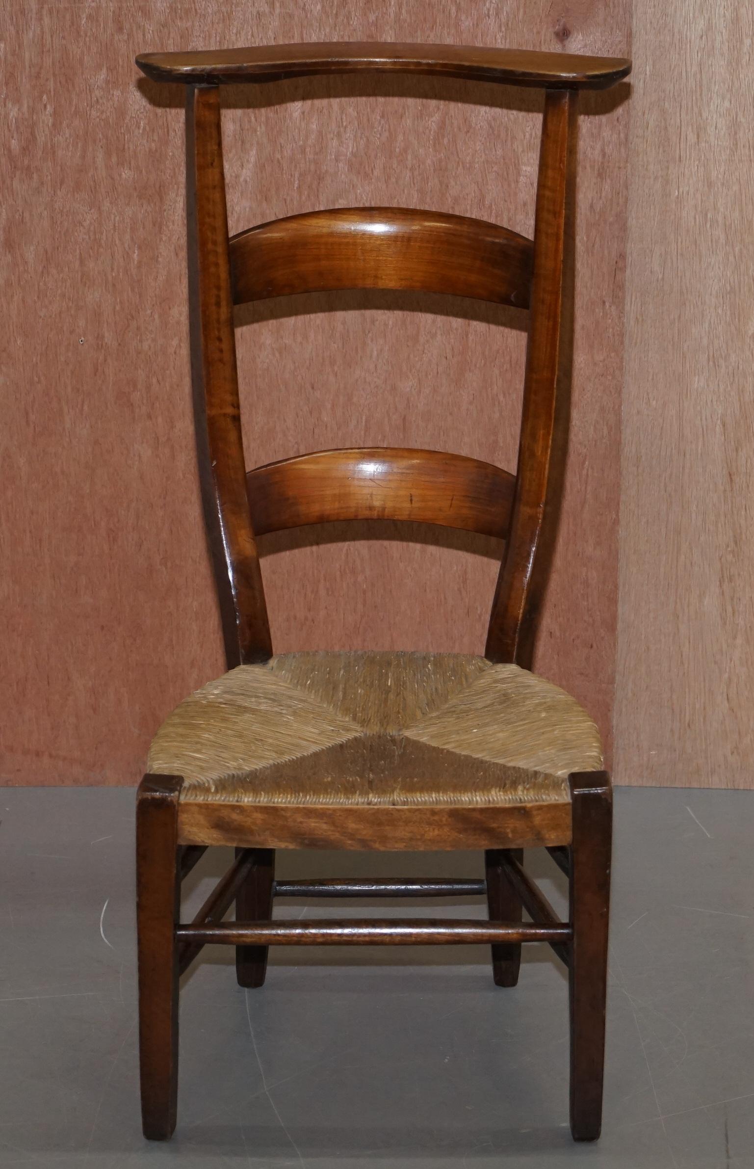 Pair of circa 1840 Hand Carved Prie Dieu High Back Prayer Chairs Original Bases For Sale 6