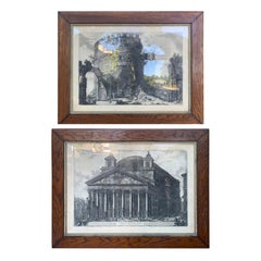 Pair of circa 1870 Framed Italian Piranesi Prints from "Vedute di Roma"