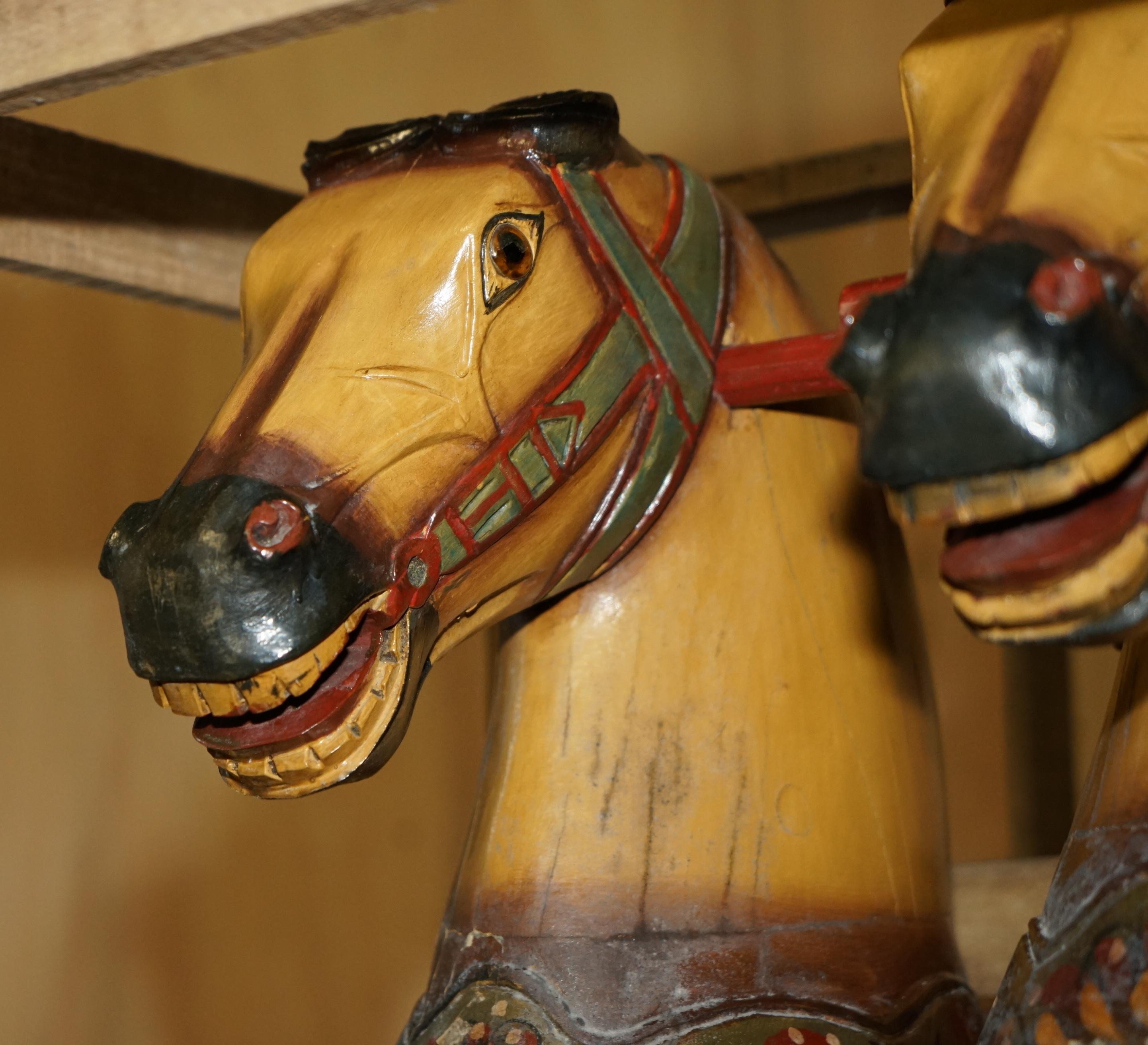 PAIR OF CIRCA 1890 ORiGINAL PAINT NEW OLD STOCK CRATED FAIRGROUND RIDE HORSES For Sale 7