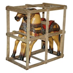 PAIR OF CIRCA 1890 ORiGINAL PAINT NEW OLD STOCK CRATED FAIRGROUND RIDE HORSES