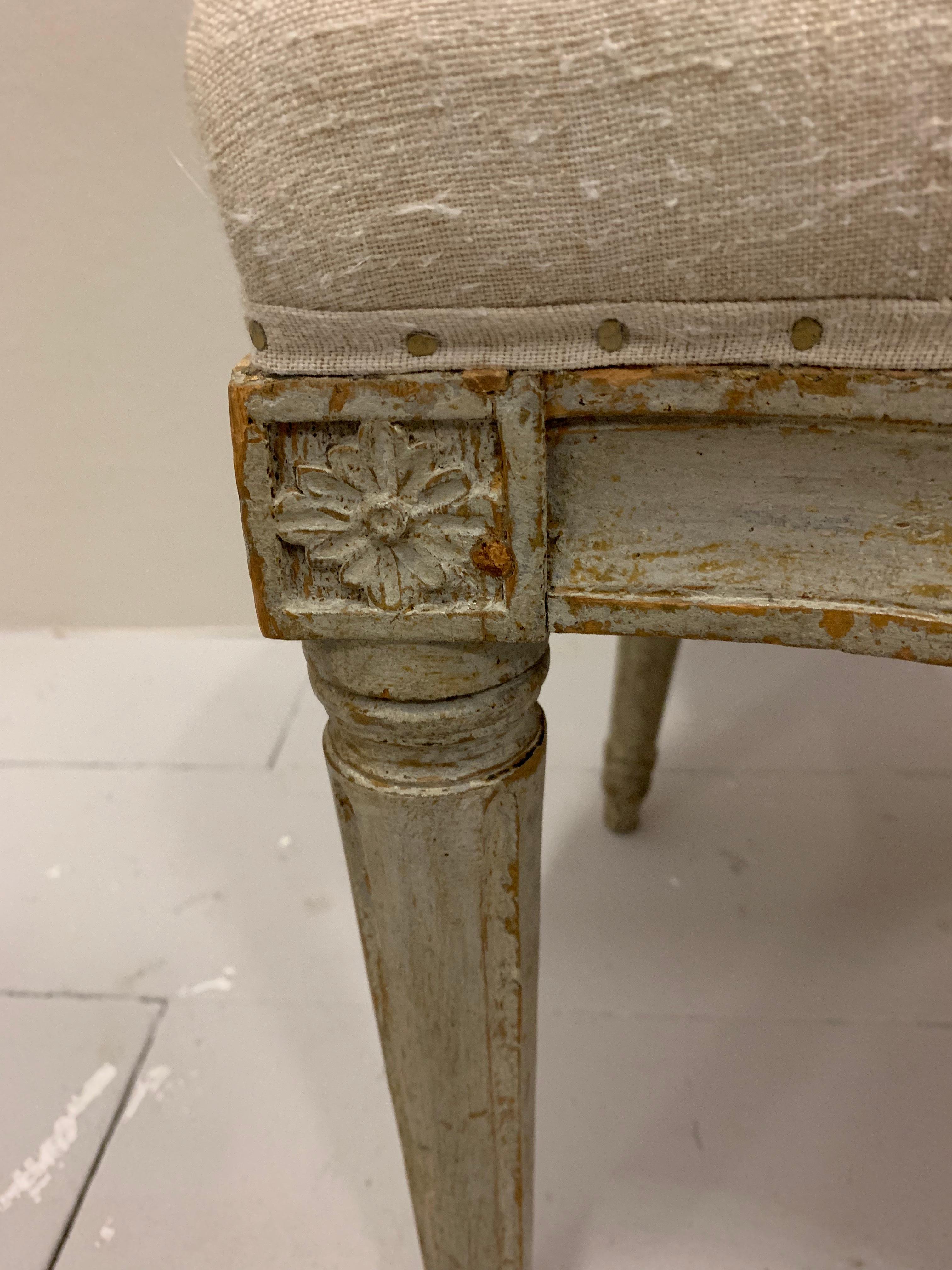 Pair of circa 18th Century Swedish Gustavian Side Chairs with Carved Flowers 1