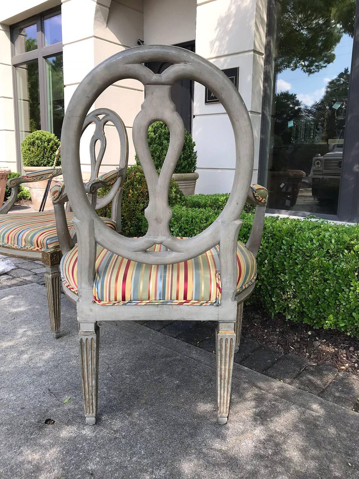 Pair of circa 1900 Antique Italian Armchairs 5