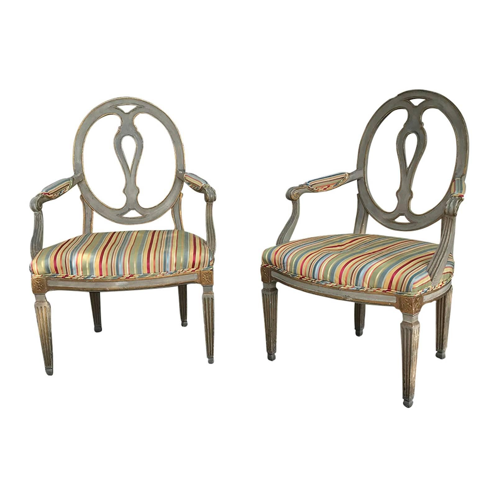 Pair of circa 1900 Antique Italian Armchairs