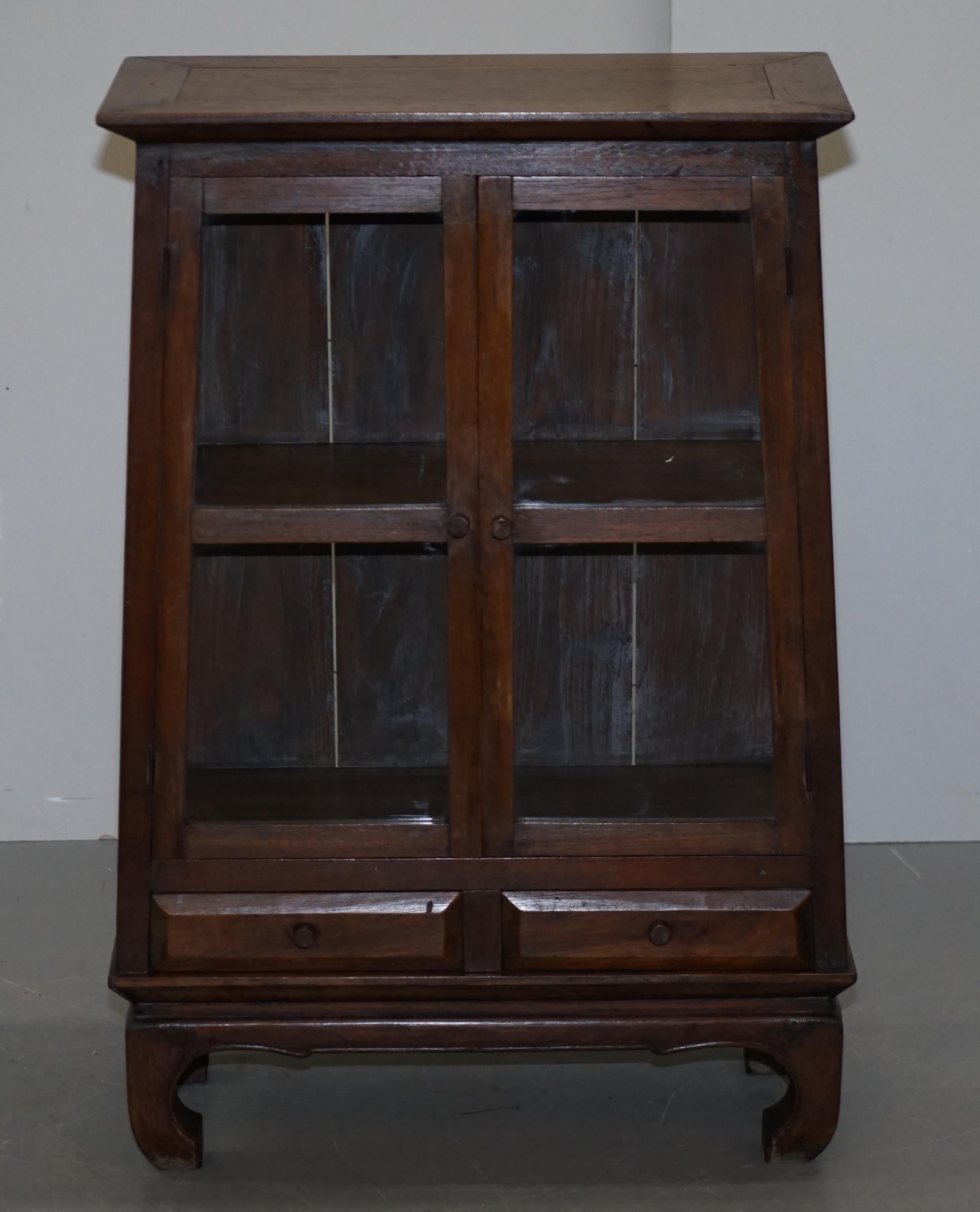 Chinese Export Pair of circa 1900 Chinese Temple Alter Style Glazed Door Bookcases Sideboards