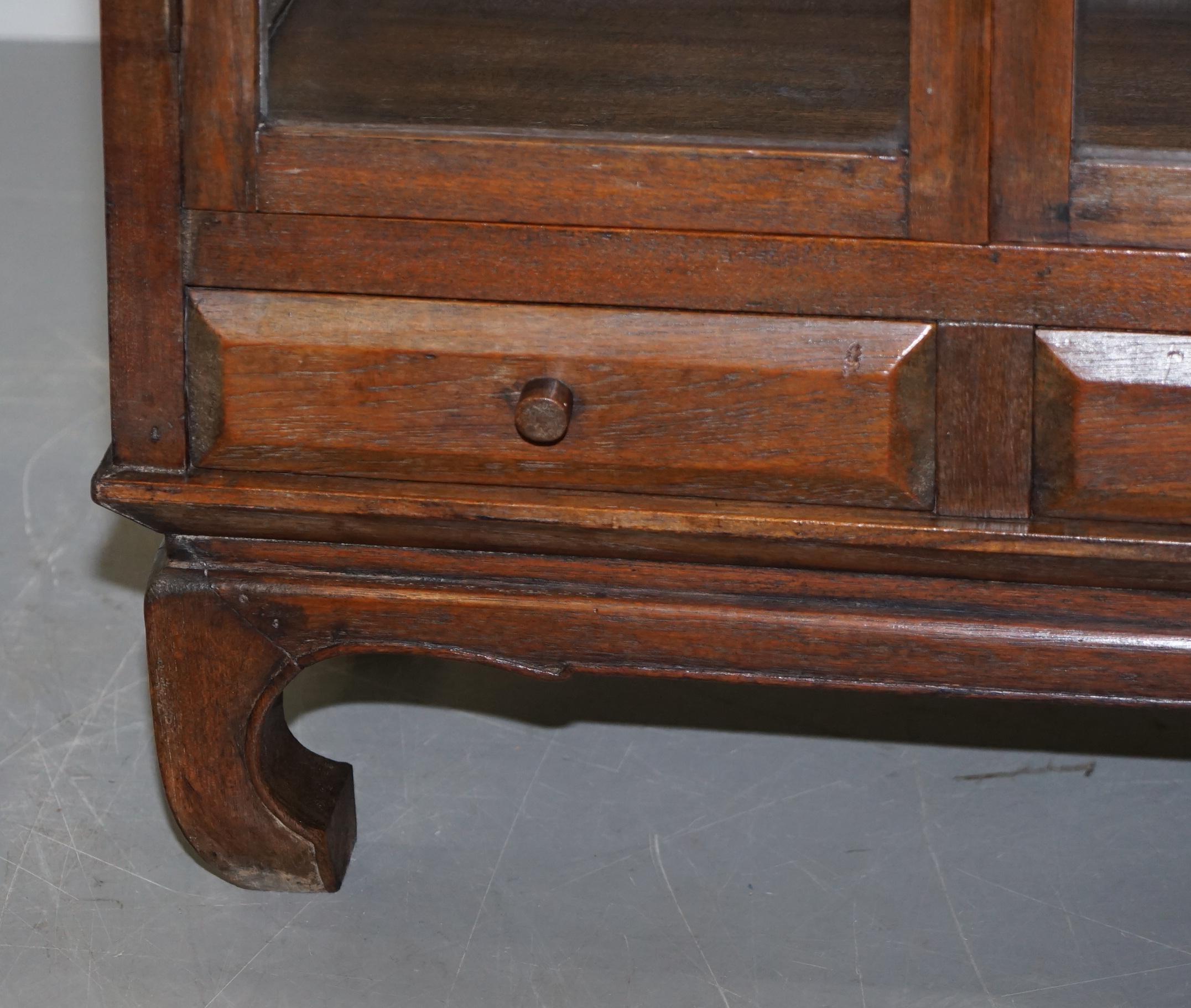 Pair of circa 1900 Chinese Temple Alter Style Glazed Door Bookcases Sideboards 1