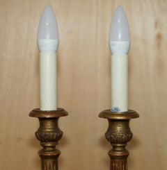 PAIR OF CIRCA 1900 CORINTHIAN PILLAR DESK LAMPS CONVERTED FROM CANDELABRAs