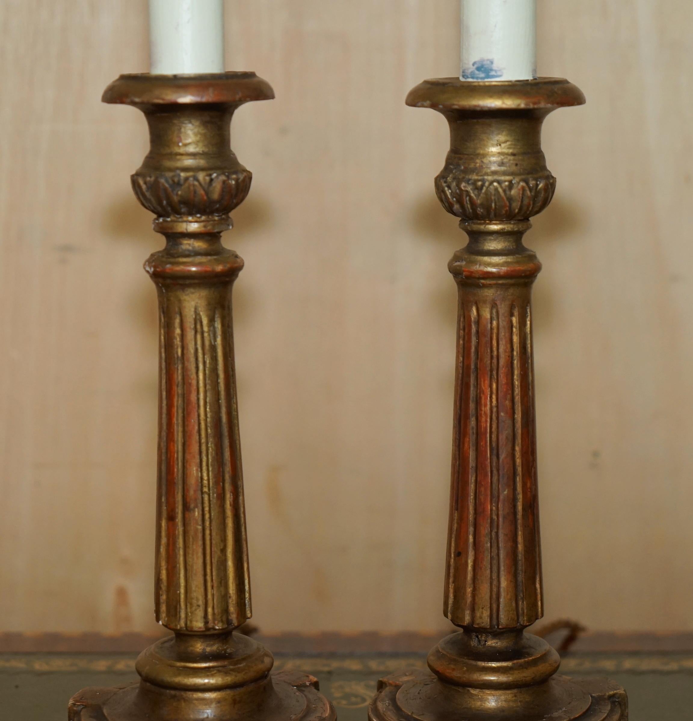Edwardian PAIR OF CIRCA 1900 CORINTHIAN PILLAR DESK LAMPS CONVERTED FROM CANDELABRAs For Sale