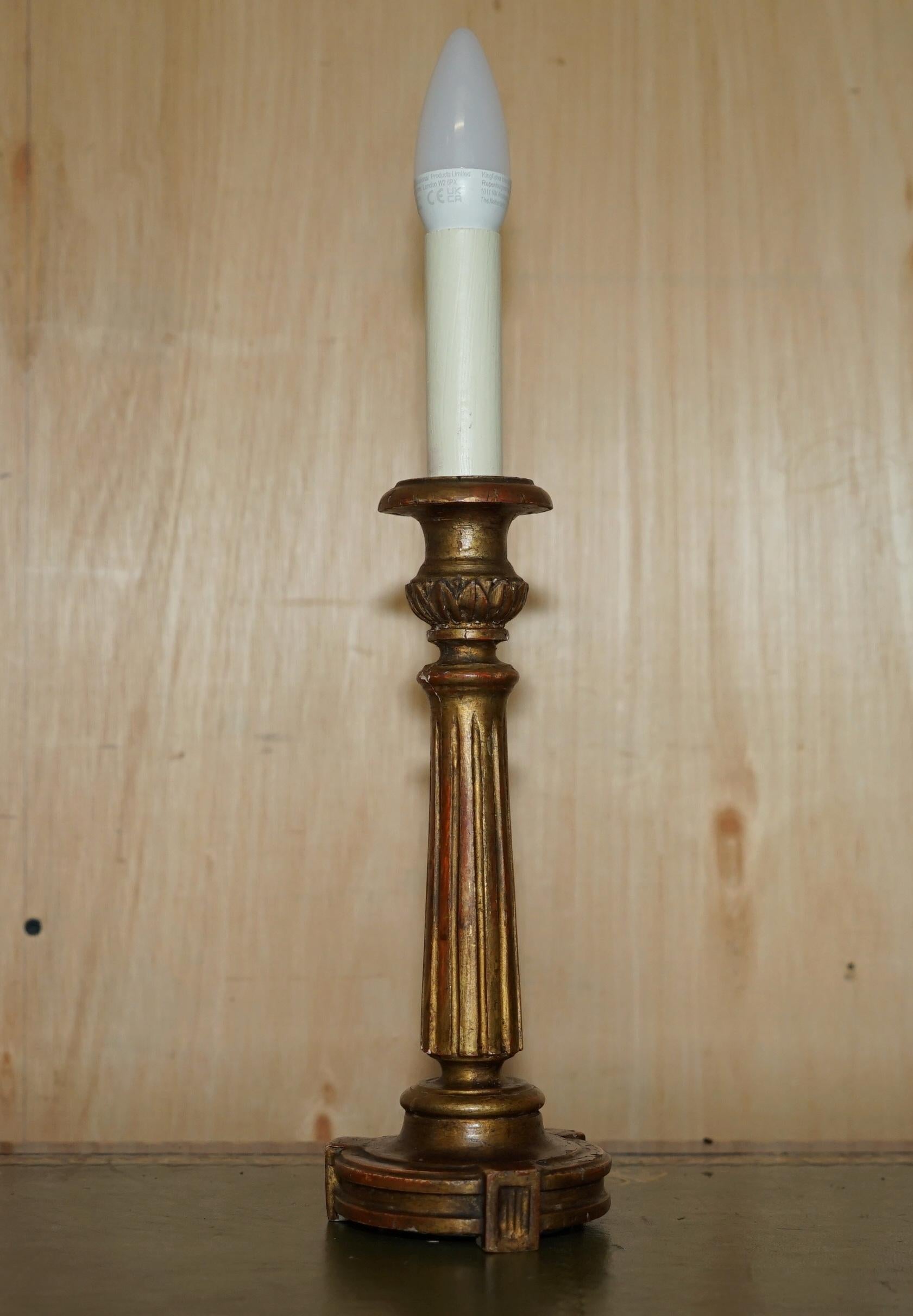 French PAIR OF CIRCA 1900 CORINTHIAN PILLAR DESK LAMPS CONVERTED FROM CANDELABRAs For Sale