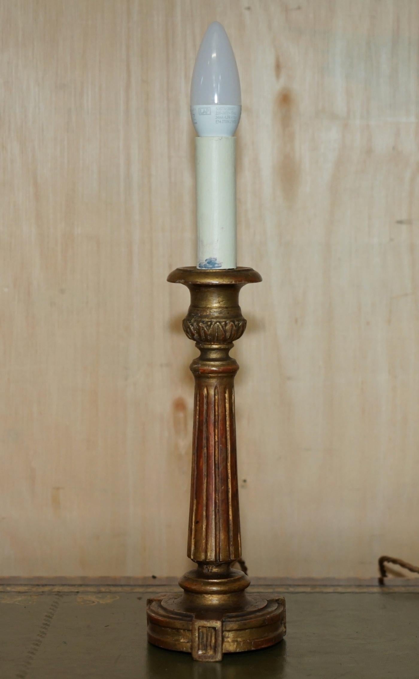 PAIR OF CIRCA 1900 CORINTHIAN PILLAR DESK LAMPS CONVERTED FROM CANDELABRAs For Sale 1