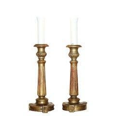 PAIR OF CIRCA 1900 CORINTHIAN PILLAR DESK LAMPS CONVERTED FROM CANDELABRAs