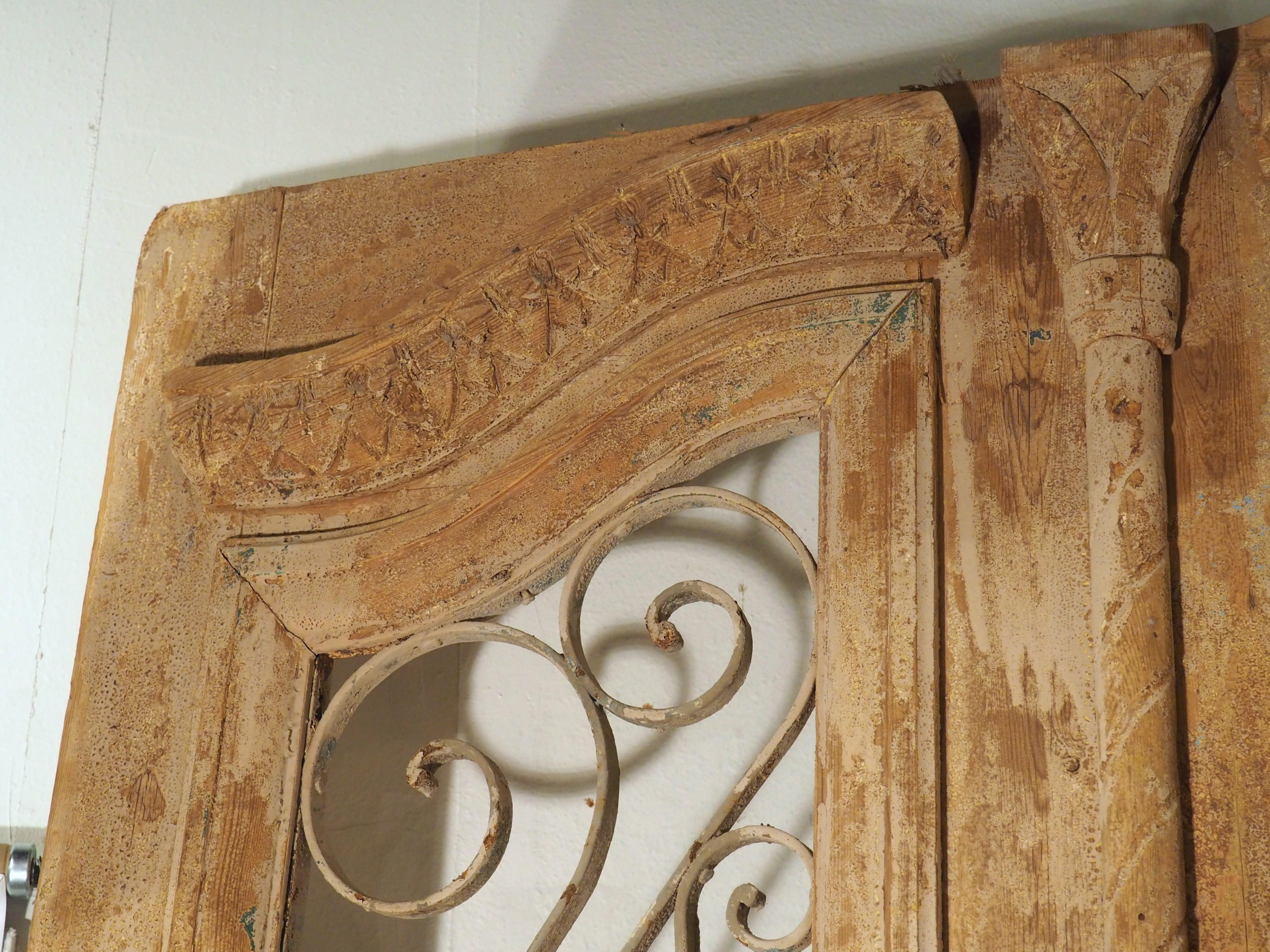 Pair of Circa 1900 French Art Nouveau Wood and Iron Doors For Sale 9