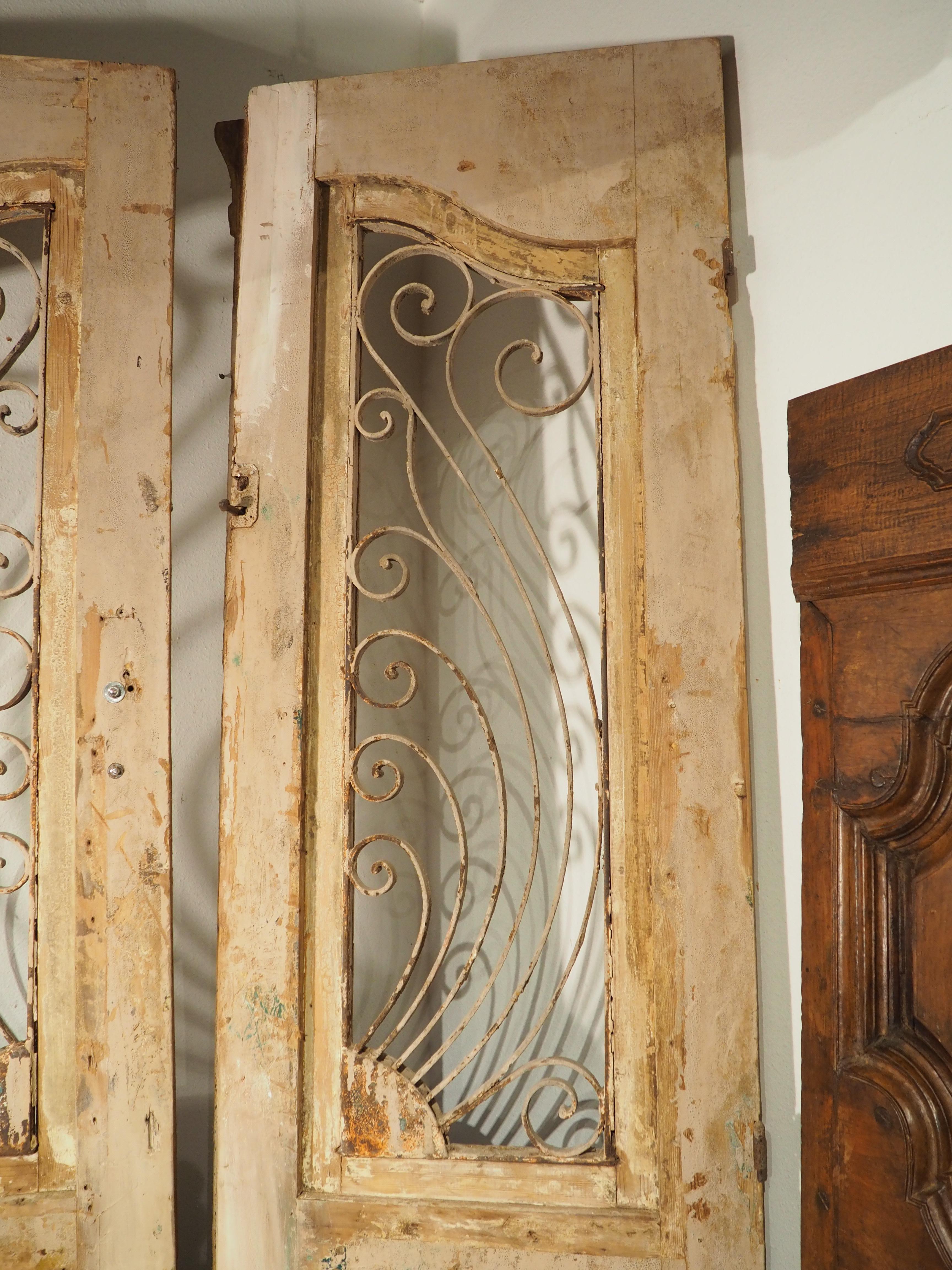 Pair of Circa 1900 French Art Nouveau Wood and Iron Doors For Sale 14