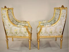 Pair of Circa 1900 French Louis XVI Style Gilt Armchairs