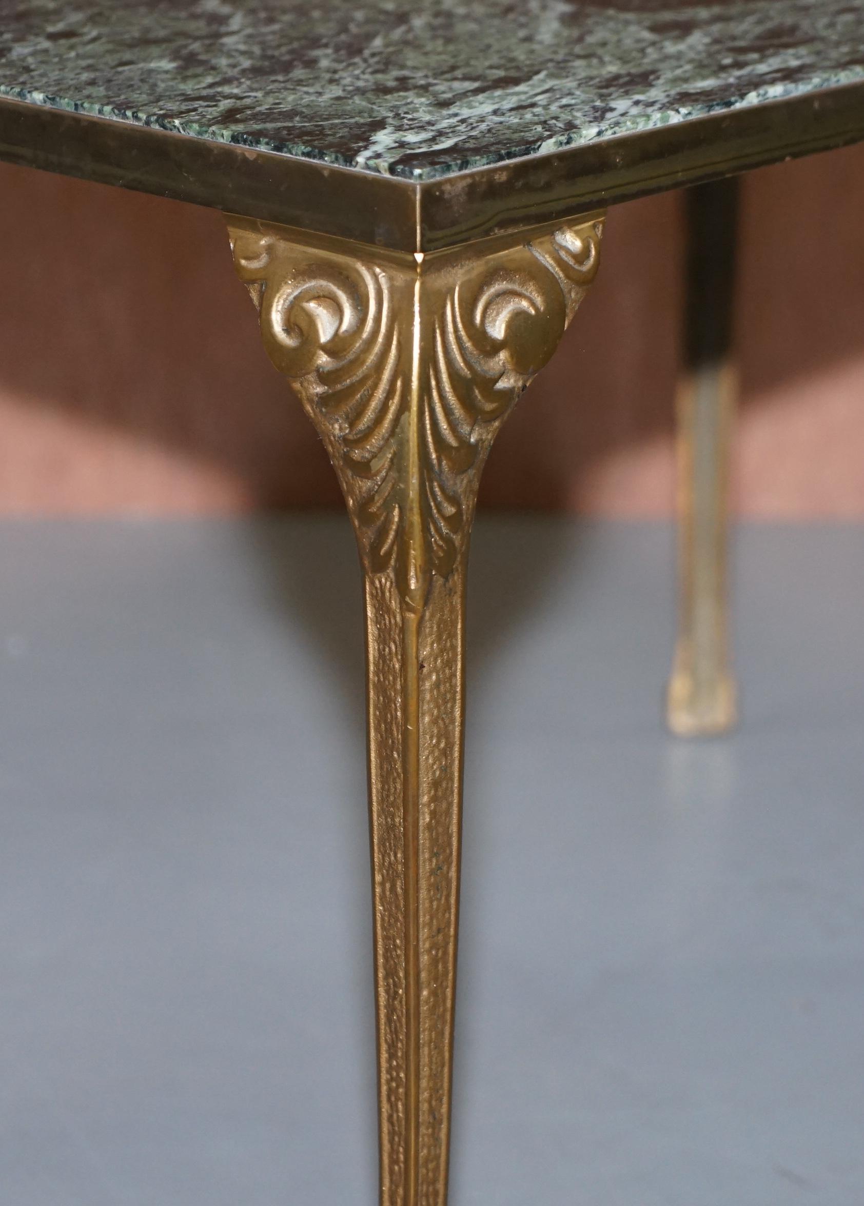 Pair of circa 1900 Green Marble Top Occasion Side Tables with Bronzed Frames For Sale 10