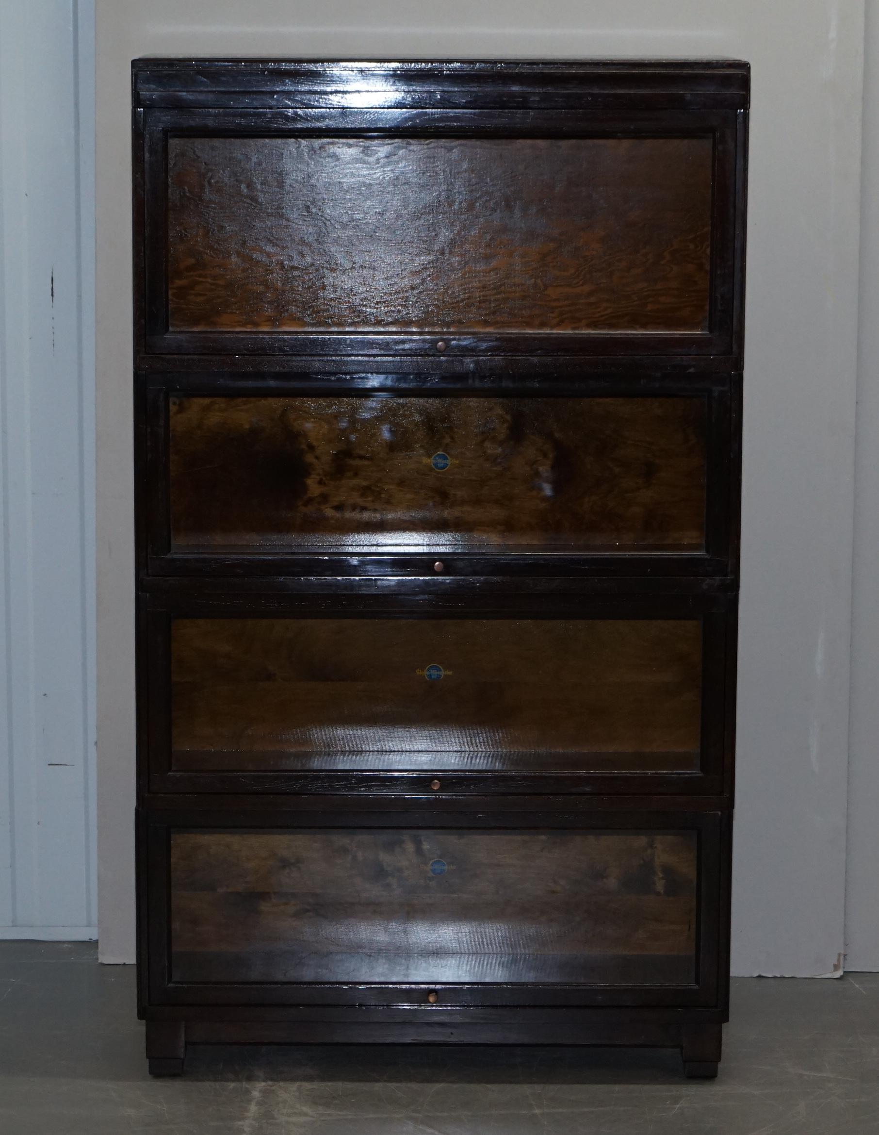 Hand-Carved Pair of circa 1900 Oak Modular Globe Wernicke Antique Stacking Legal Bookcases